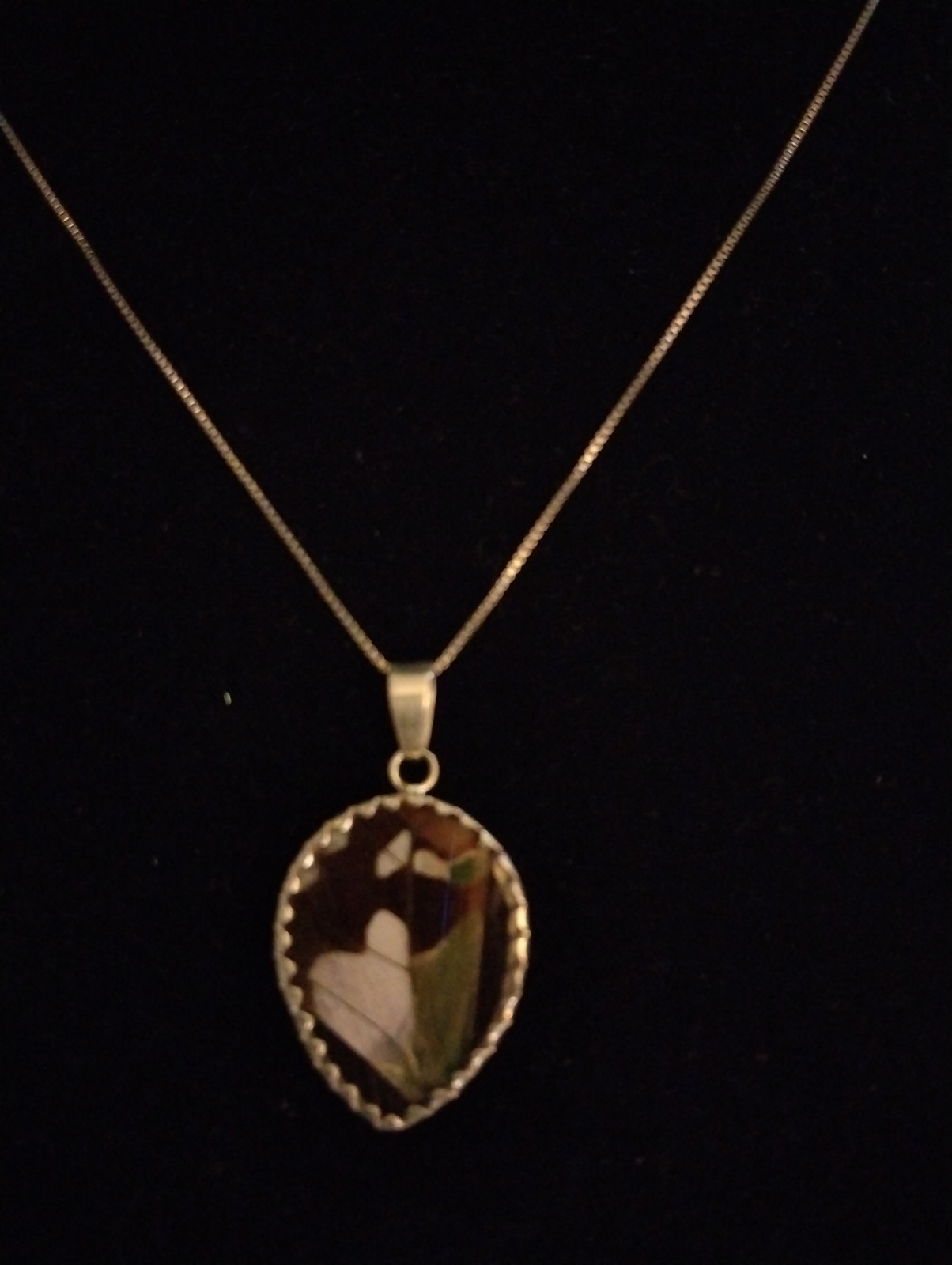 Vintage Reversible Butterfly Wing Pendant & Necklace Sterling Silver Italy 925