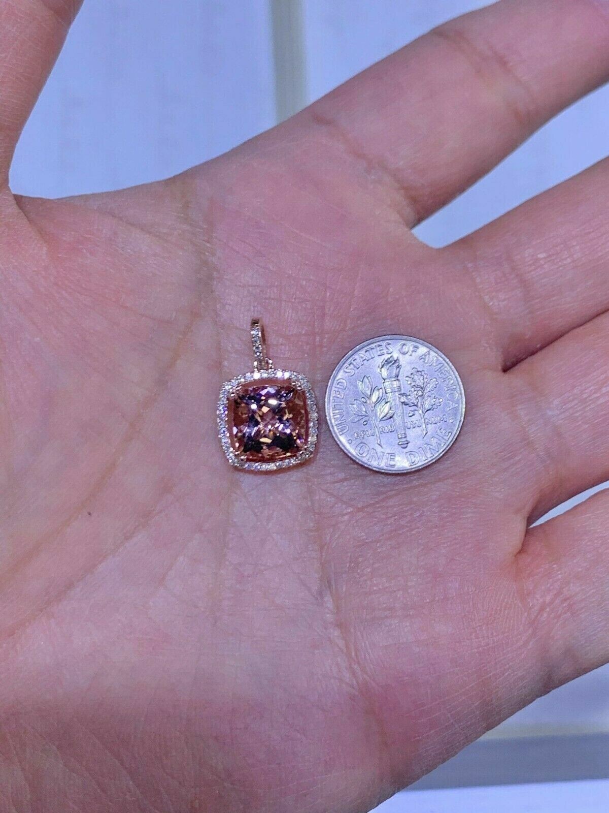 2.50Ct Cushion Cut Morganite Solitaire Pendant 14K Rose Gold Finish Free Chain