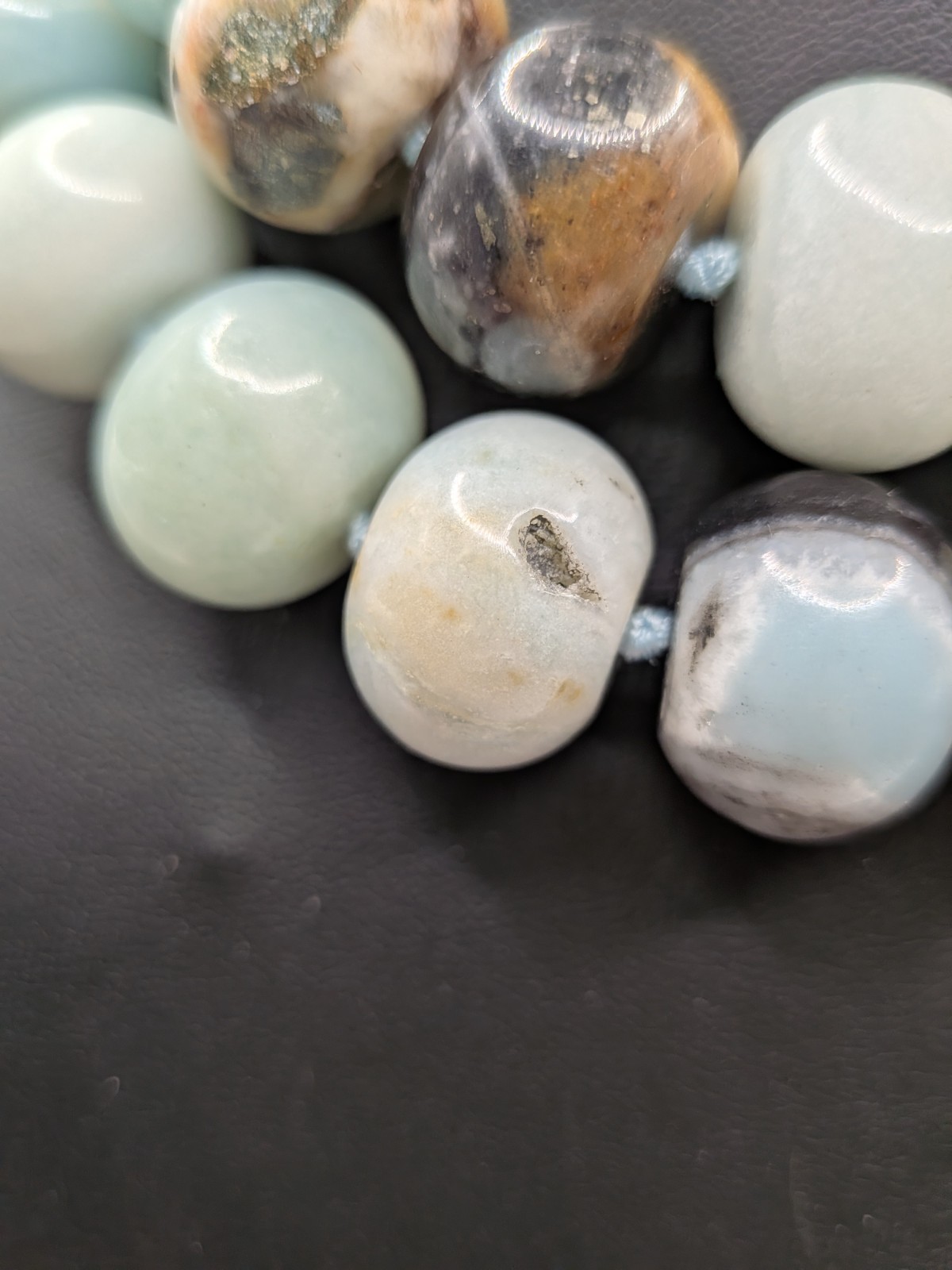 Lucas Lameth LUC Amazonite Beaded Necklace 925 Sterling Silver Clasp Statement