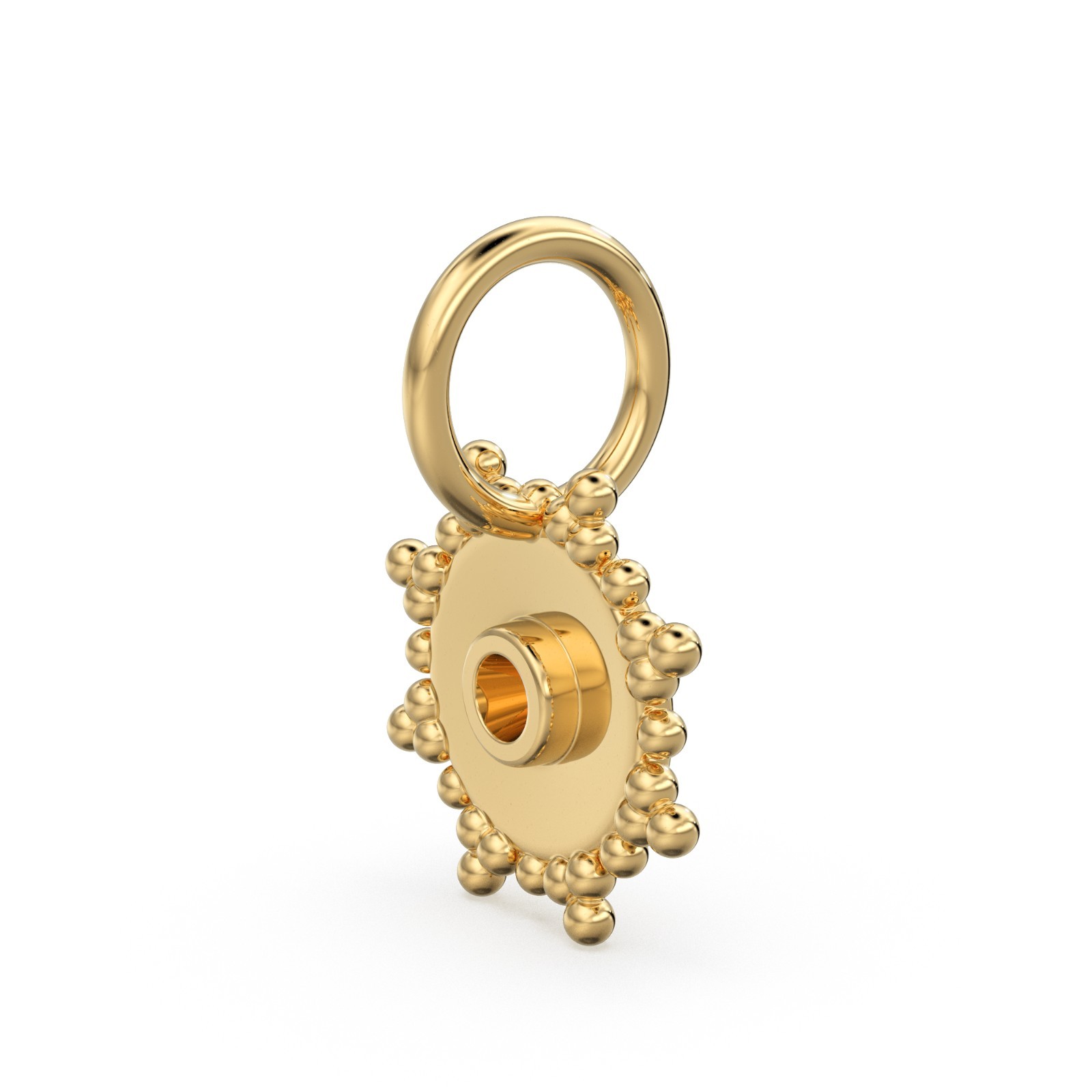 Natural Diamond Disc Charm 18k Solid Gold Charm Diamond Charm Handmade Pendant