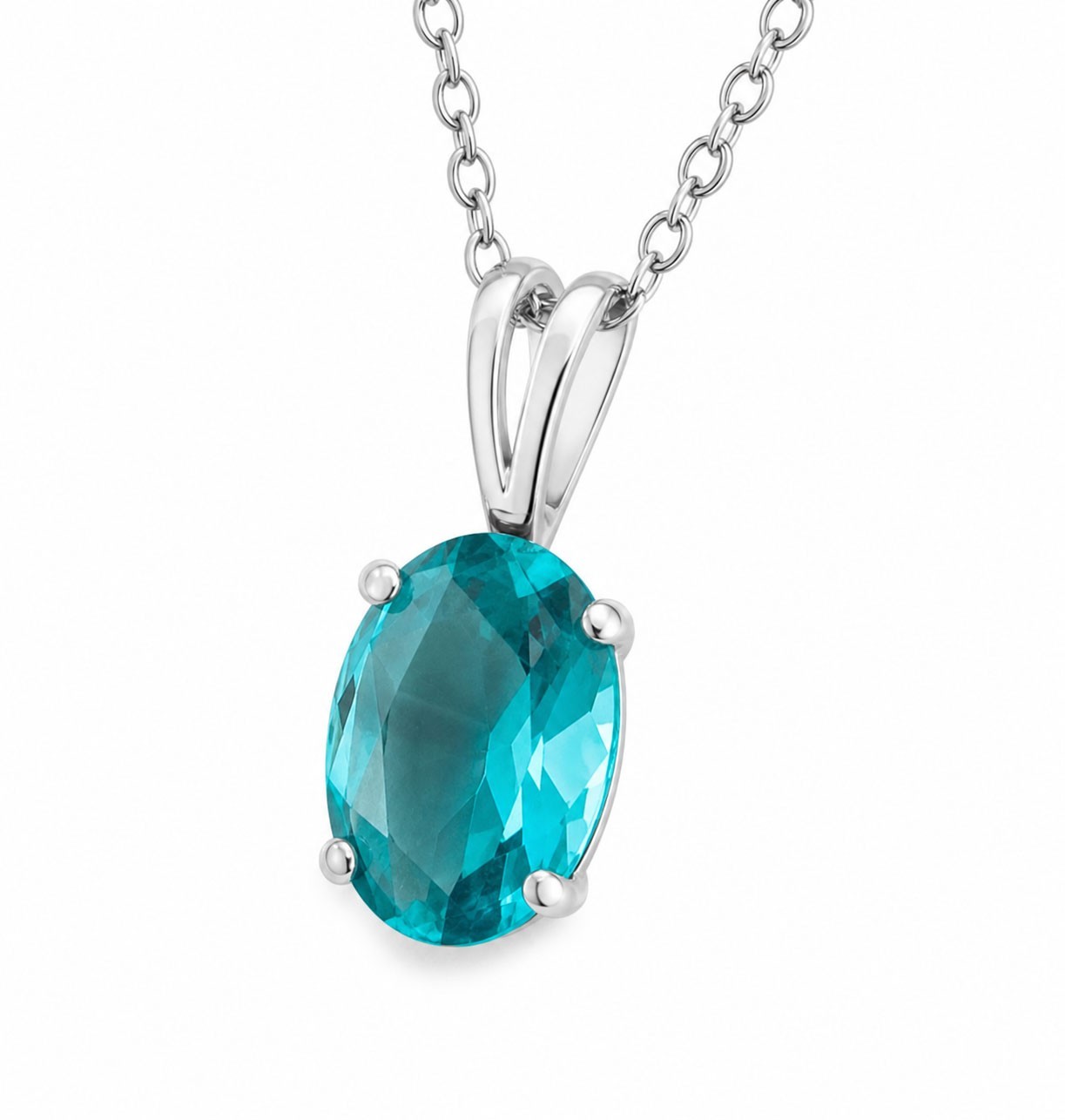 NEON SEA BLUE PARAIBA TOURMALINE 0.96 Cts PENDANT 14k WHITE GOLD – New With Tag