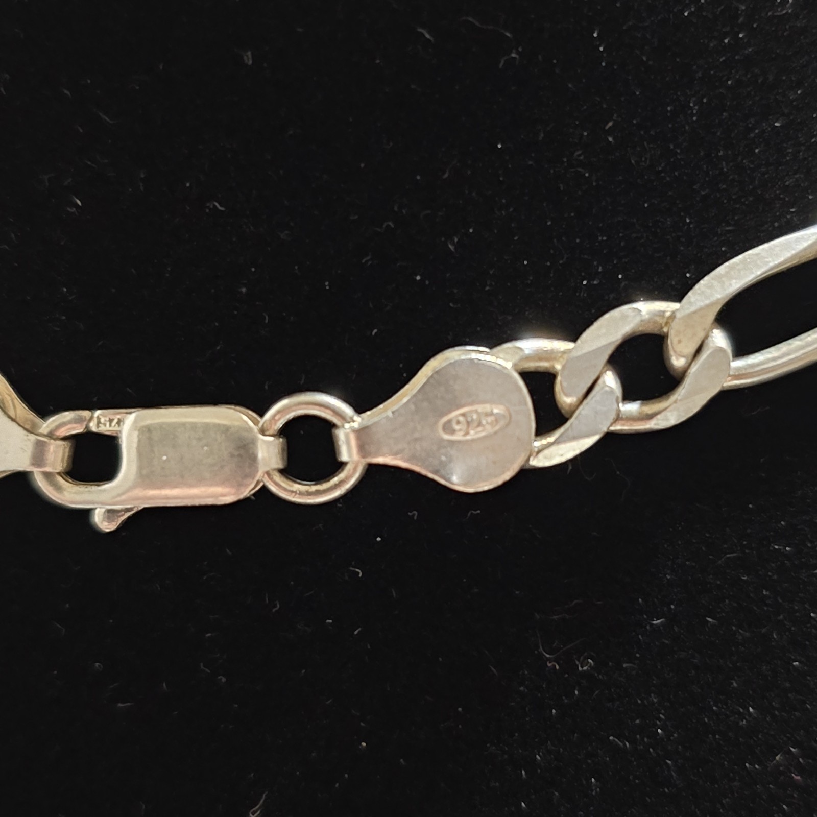 Vintage Italian Made 26 Inch Solid Sterling Silver Figaro Necklace 6mm