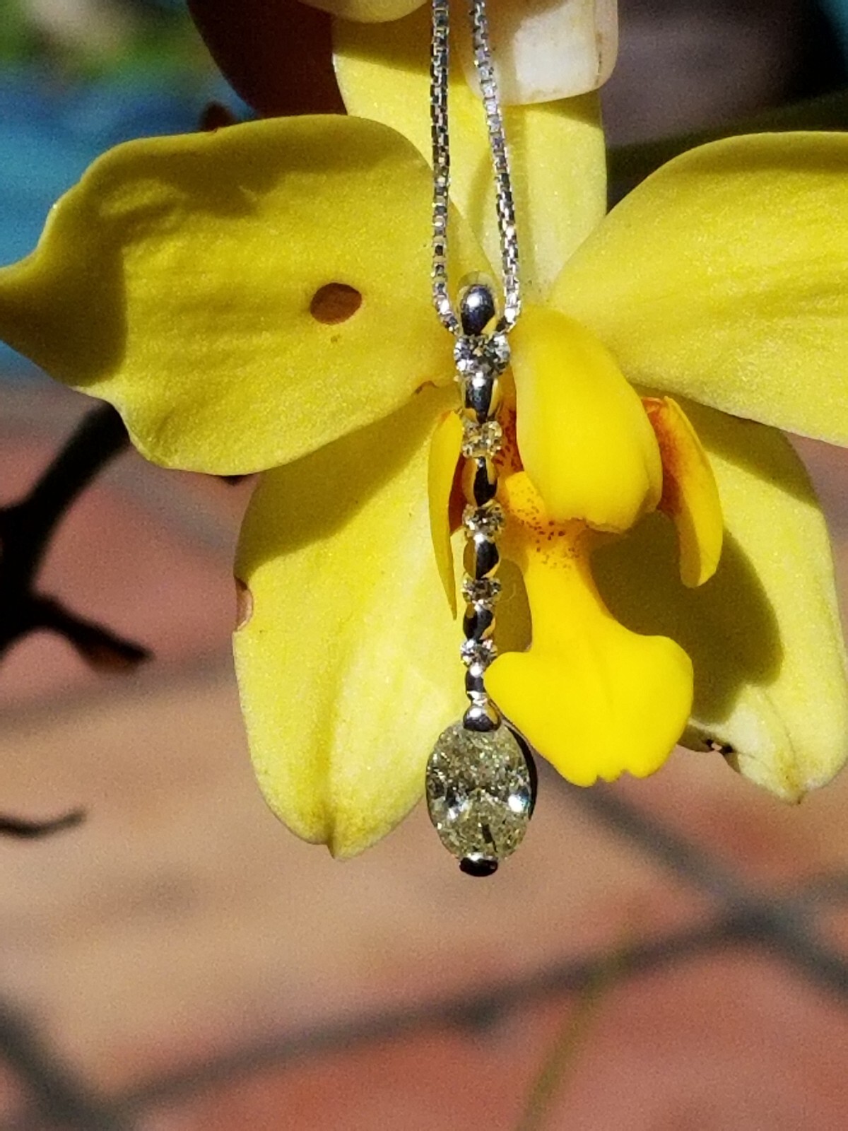 Fancy Light Yellow Oval Diamond Solitaire Platinum Pendant Necklace 16″