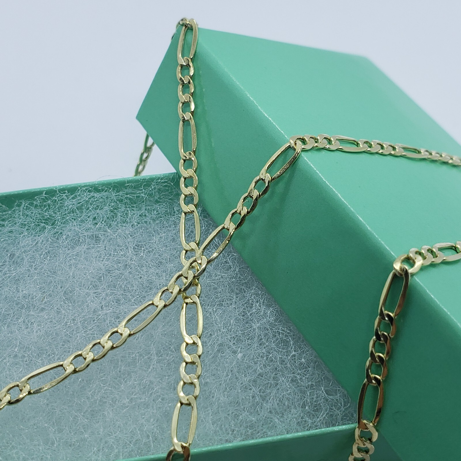 10K Yellow Gold Hollow Figaro Link Chain Necklace Bracelet 2mm-5.5mm 7″ ~ 30″