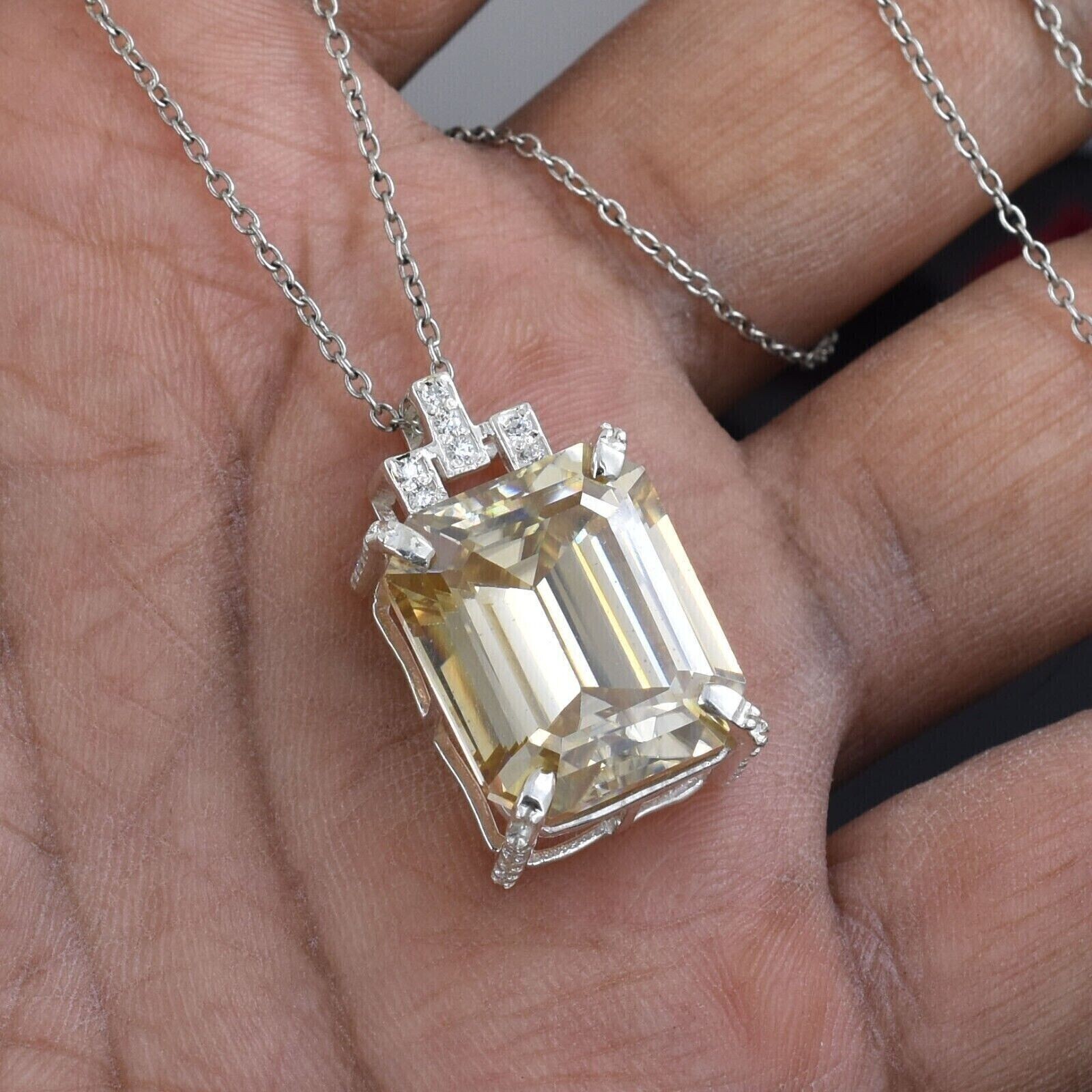 10 Ct Champagne Treated Diamond Pendant Emerald Cut VVS1 Certified ! Ideal Gift