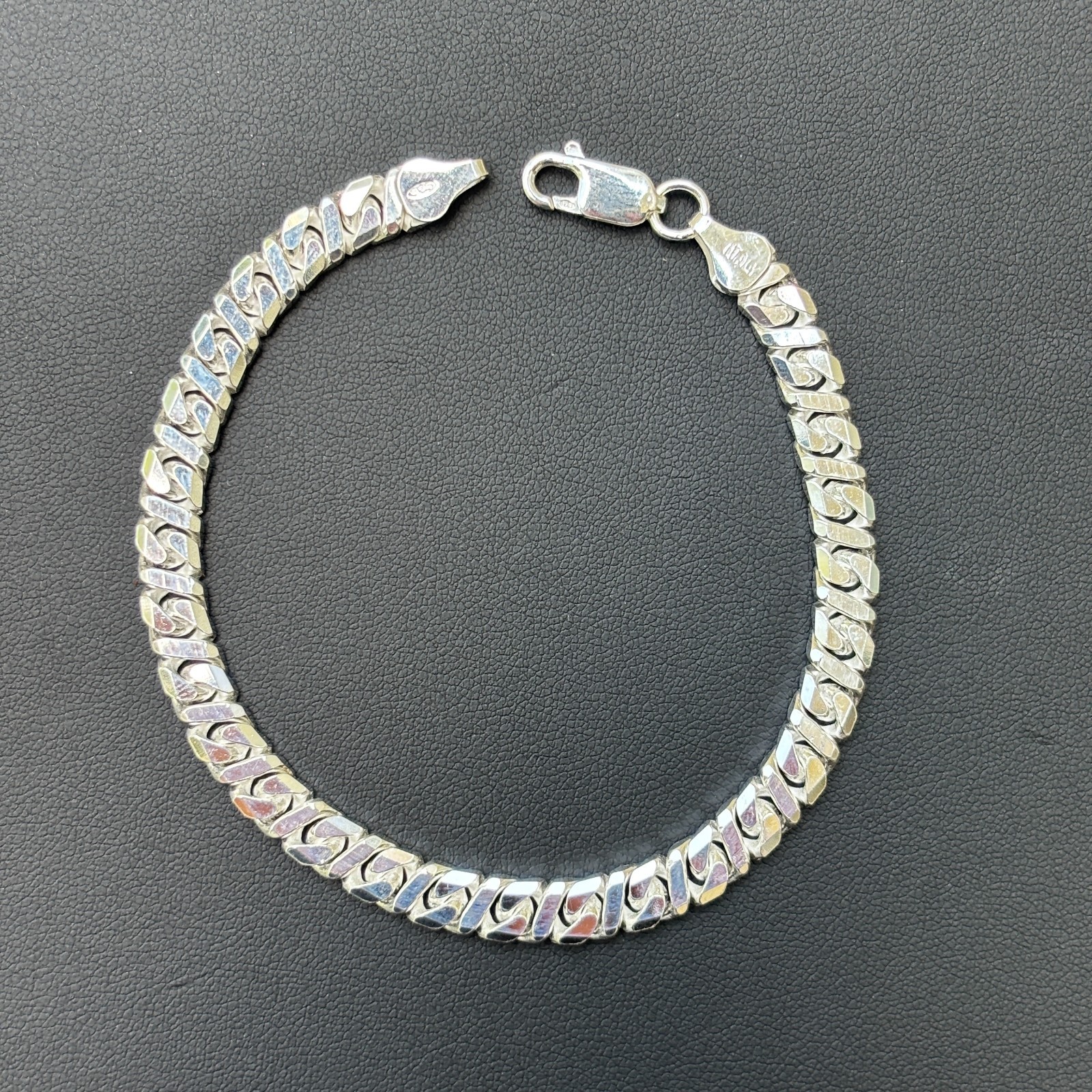6mm Dollar Link Bracelet – Real Solid 925 Sterling Silver MADE IN ITALY