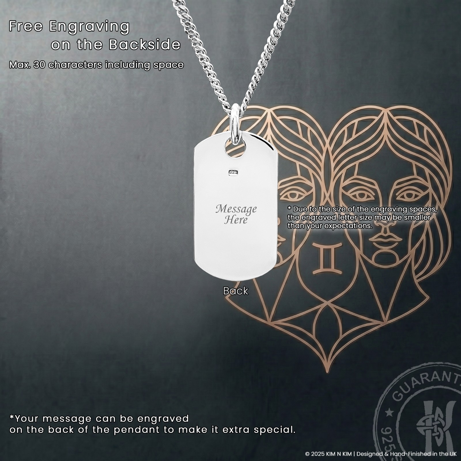 Gemini Necklace for Him – Personalised Sterling Silver Gift for May & June