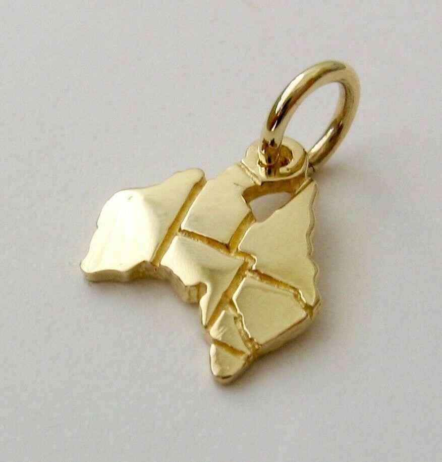 GENUINE SOLID 9K 9ct Yellow GOLD AUSTRALIA MAP HOLIDAY Charm/Pendant