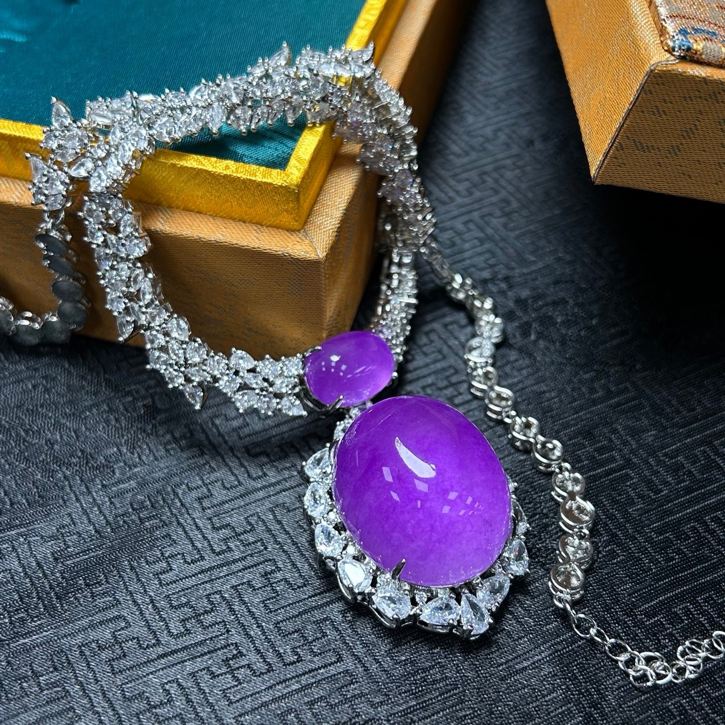 Real Natural Perfect High Ice Lavender Myanmar Jade Jadeite Pendant&Necklaces