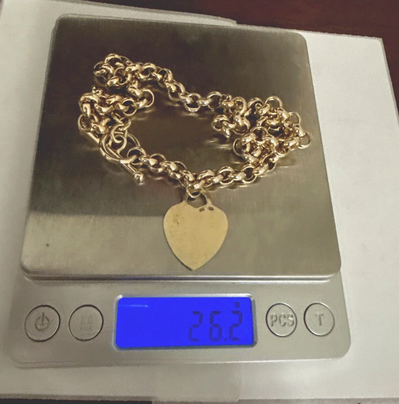 STERLING SILVER SOLID VINTAGE ROLO LINK CHAIN HEART PENDANT 26.2 GRAMS ITALY