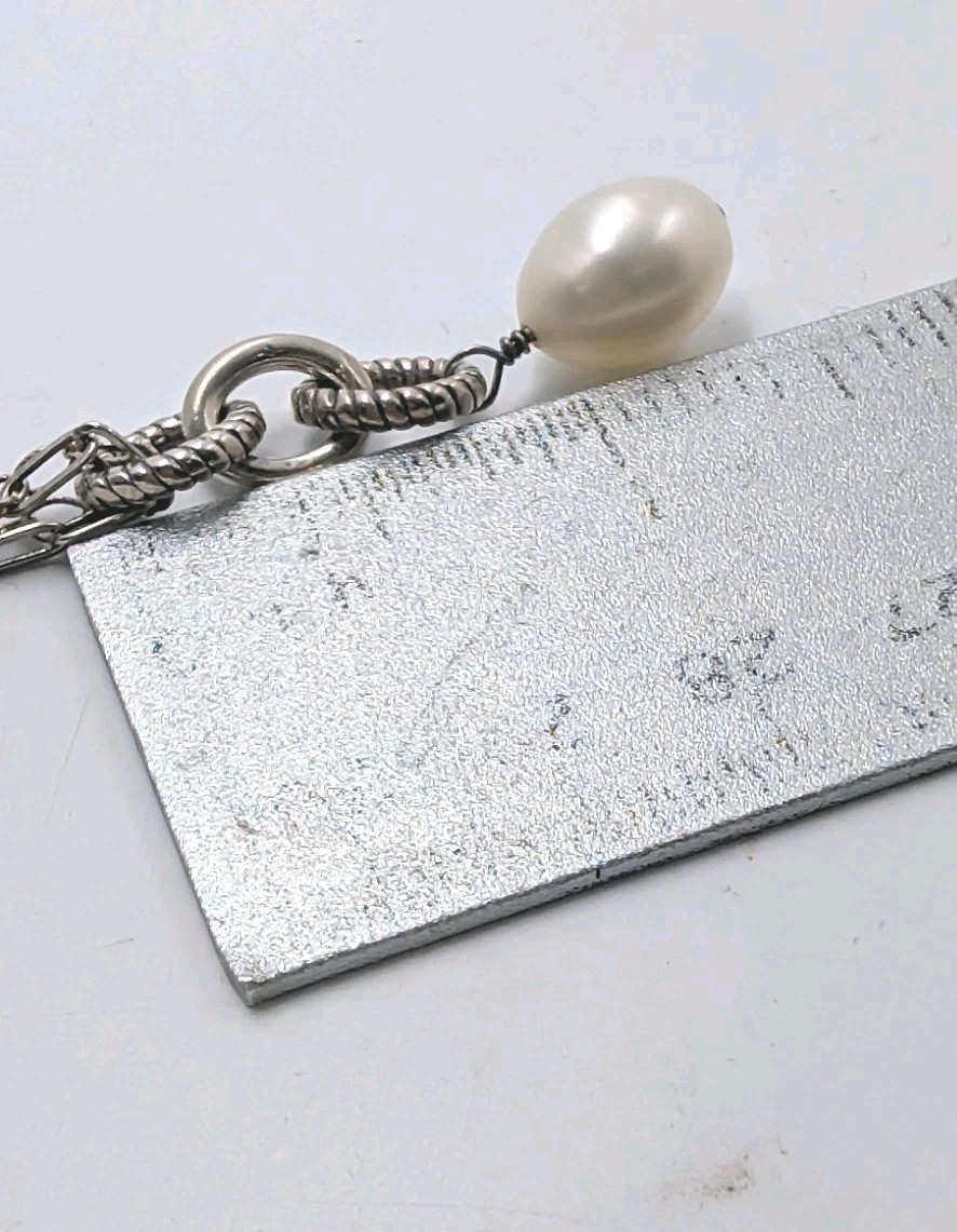SILPADA N1353 Sterling Silver Freshwater Pearl Double Chain Necklace Toggle 19″