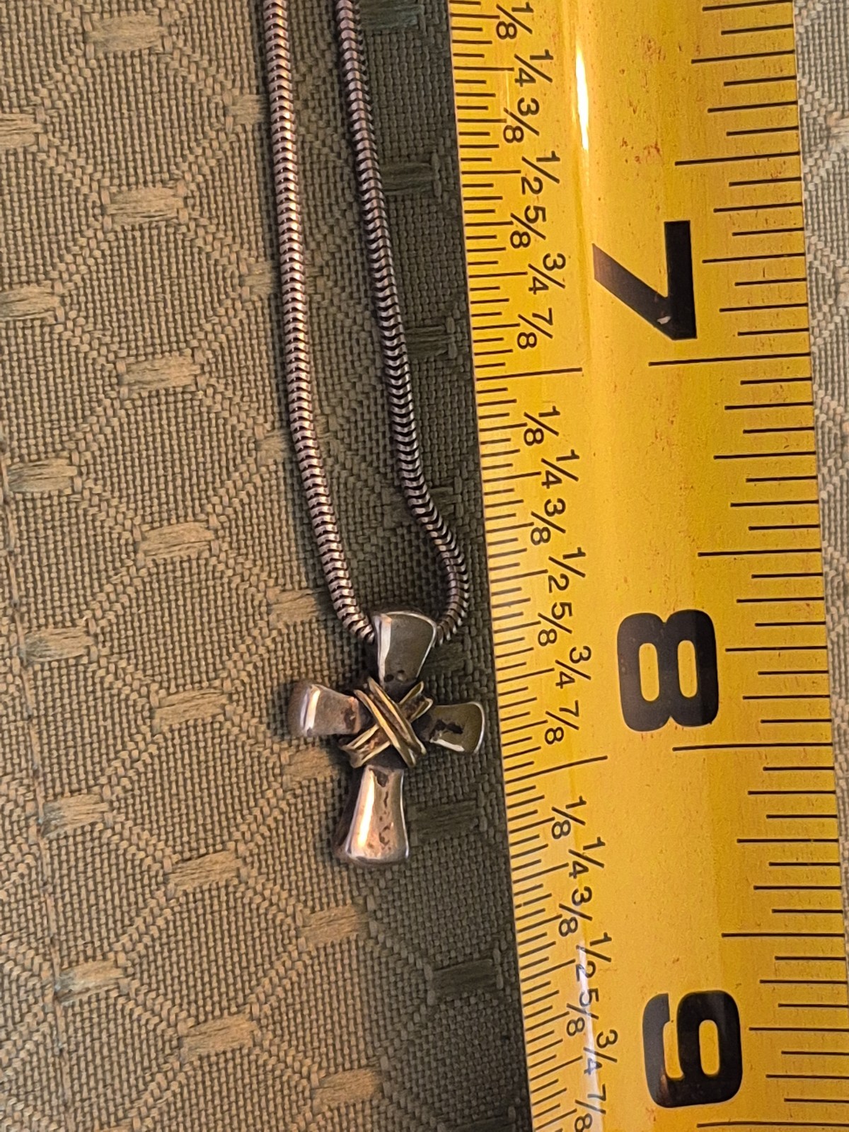 18K Gold Sterling Cross Pendant Designer Lagos Caviar 16″ Chain 8 Grams Unisex
