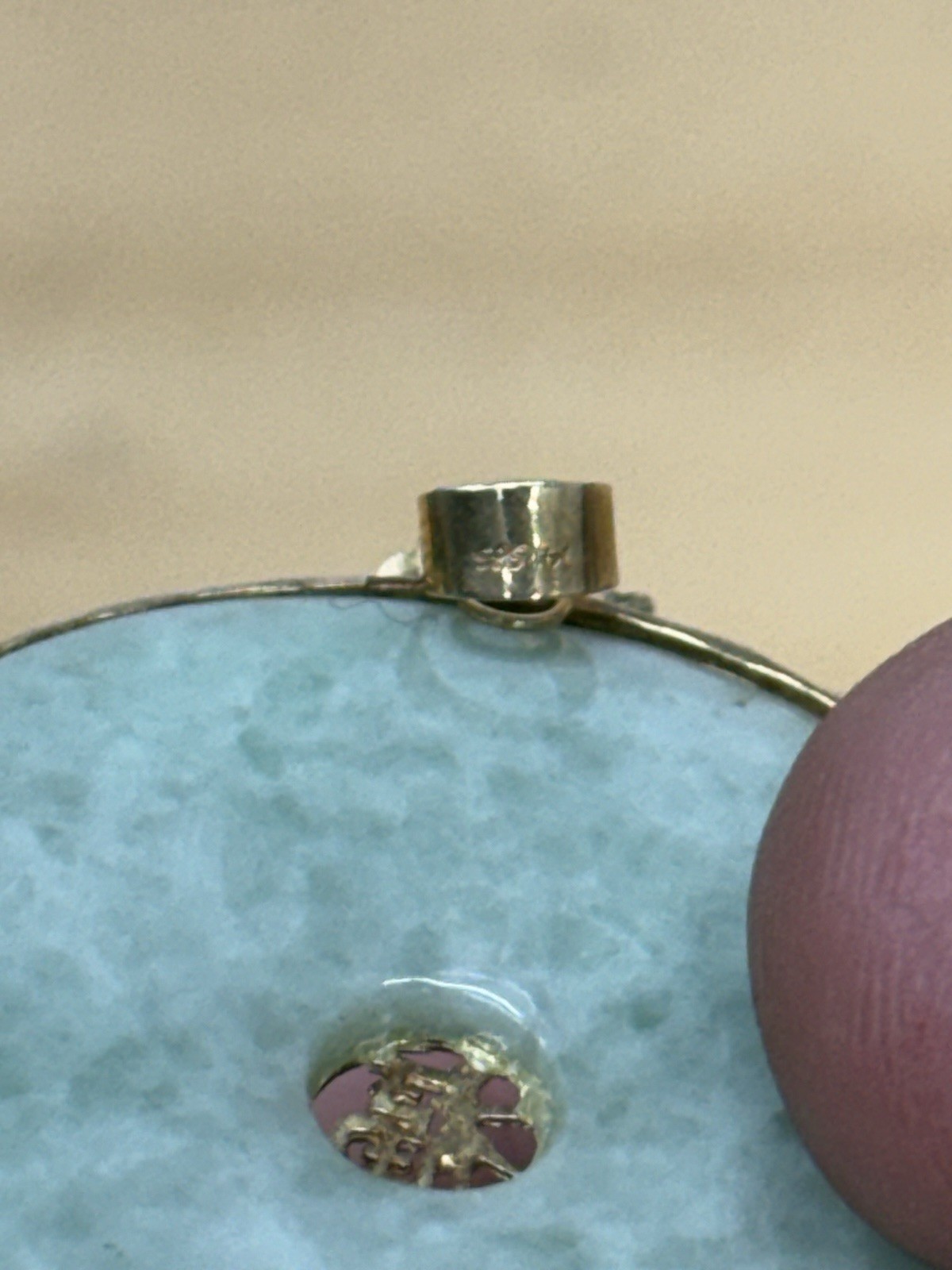 14k Yellow Gold Light Green JADE Disk 1-1/2″ Pendant