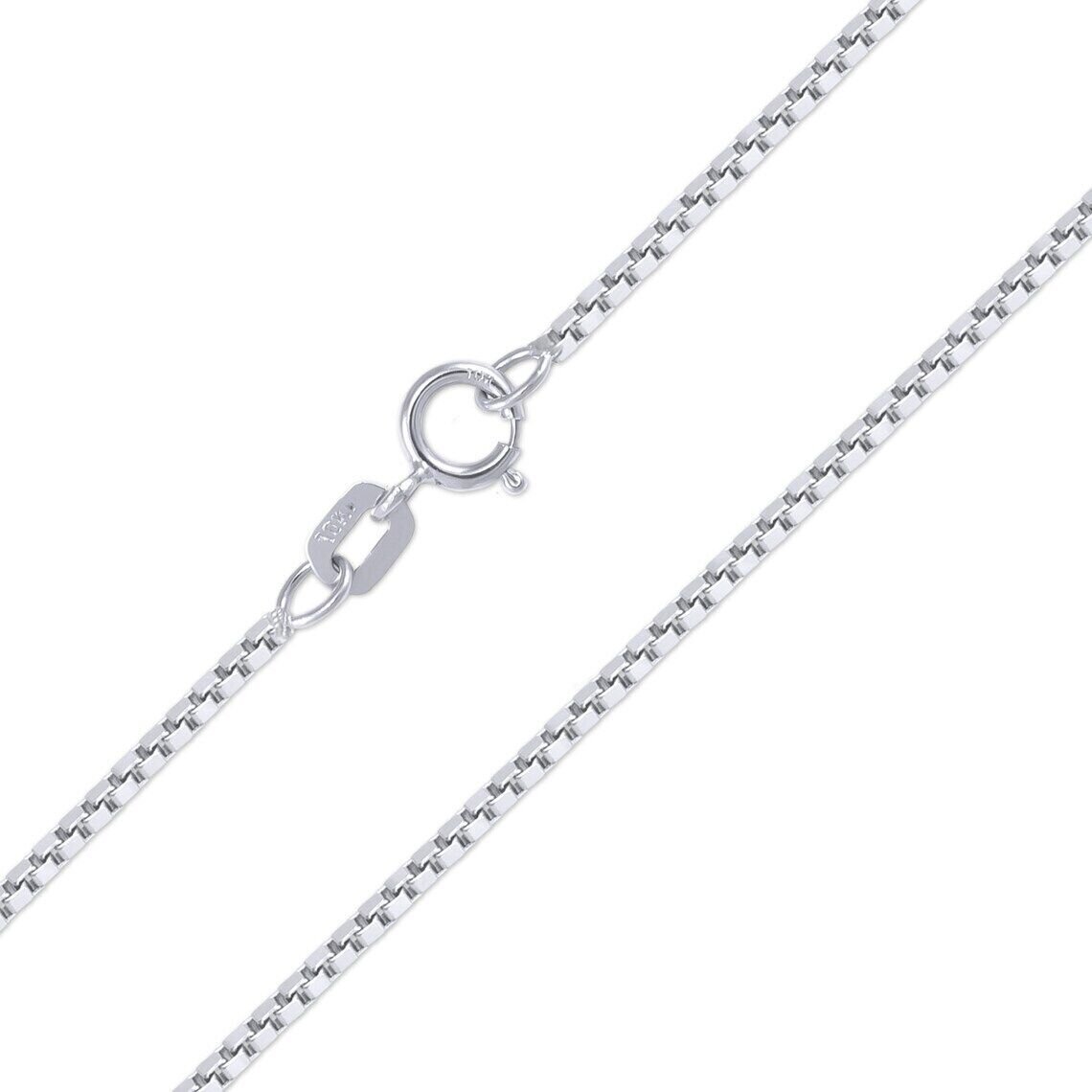 10K Solid White Gold Box Chain 0.6mm 16” 18” 20” 22” 24′ 26” 28” 30”