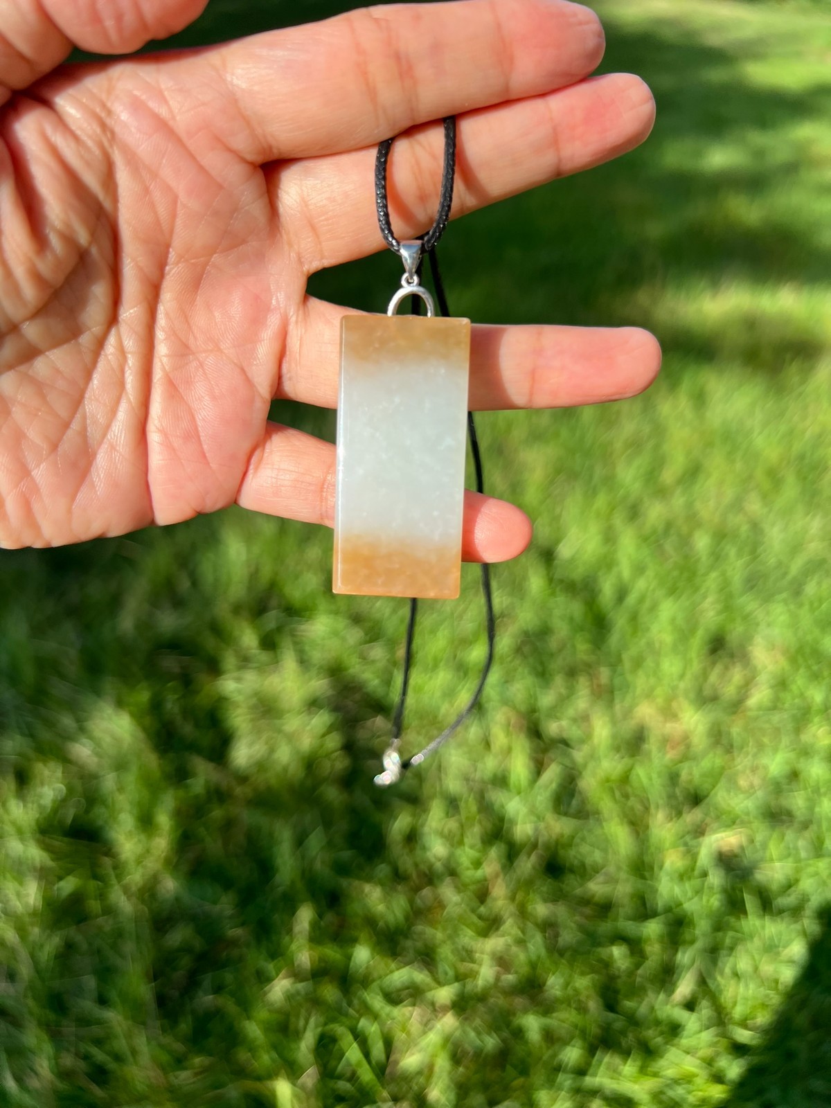 Genuine 100% Natural Nephrite Jade Golden Brown Wushi Plaque 无事牌 Pendant H394 6