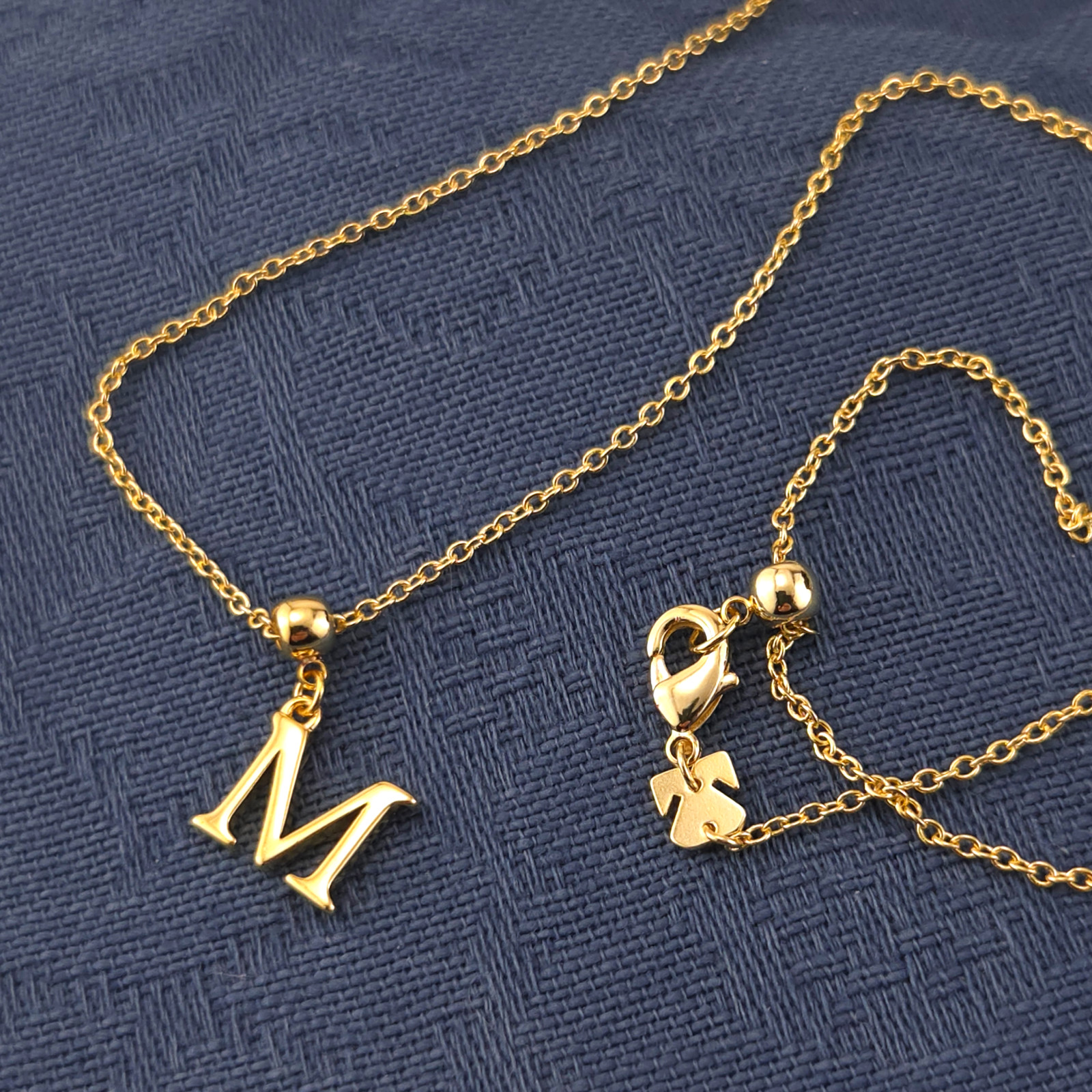 Personalized Initial Necklace – 14k Gold or Silver, Adjustable Letter Pendant