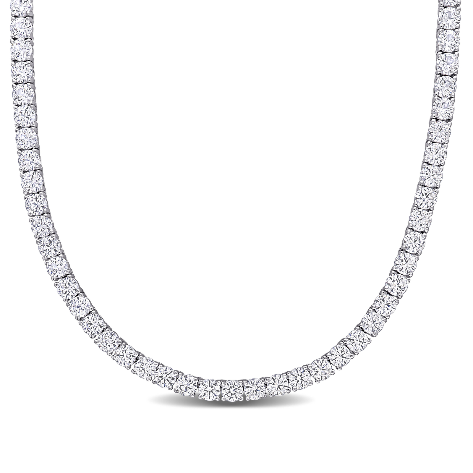 Amour Sterling Silver 33 CT TGW Created White Sapphire Tennis Necklace
