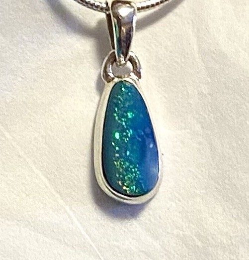 Natural Australian Opal Pendant 7/8” 925 Sterling Silver 🌹