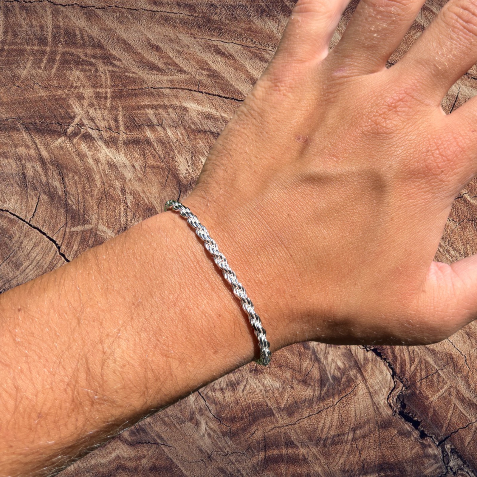4mm Diamond Cut Rope Bracelet – Solid 925 Sterling Silver Or 14k Gold Vermeil