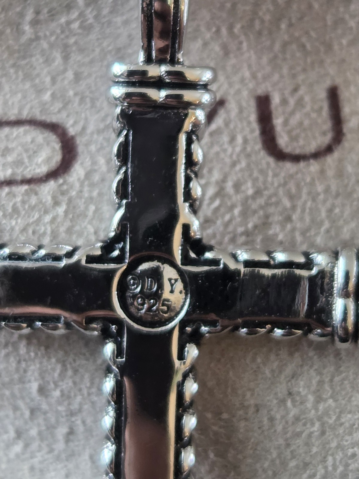 925 Silver David Yurman Chevron Cross with Pave Black Diamonds 22 inches