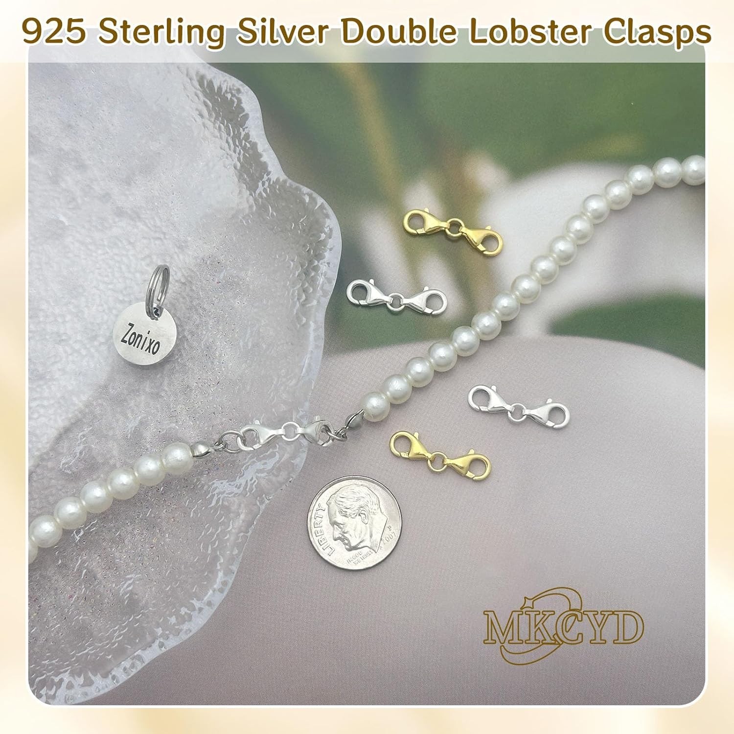 925 Sterling Silver Double Lobster Claw Clasps,Necklace Extender 2Pcs