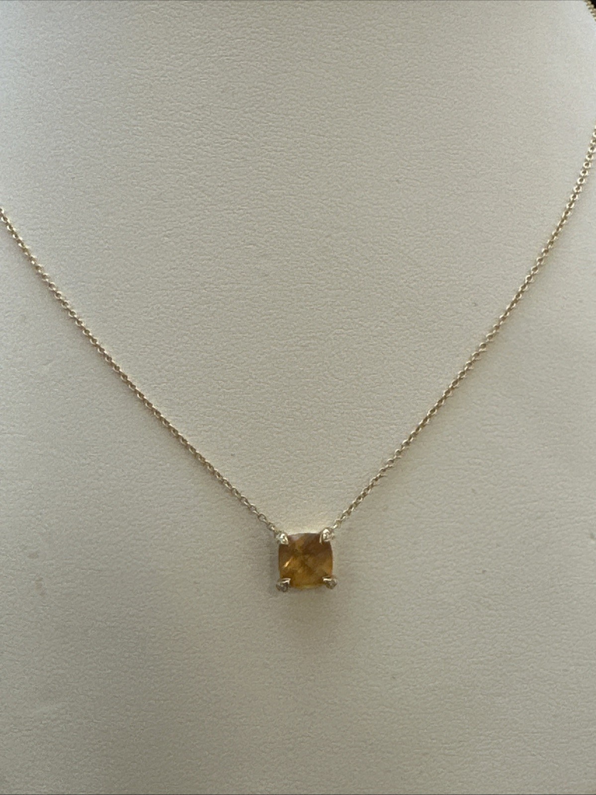 David Yurman Petite Chatelaine 18K Gold Citrine & Diamond Pendant Necklace