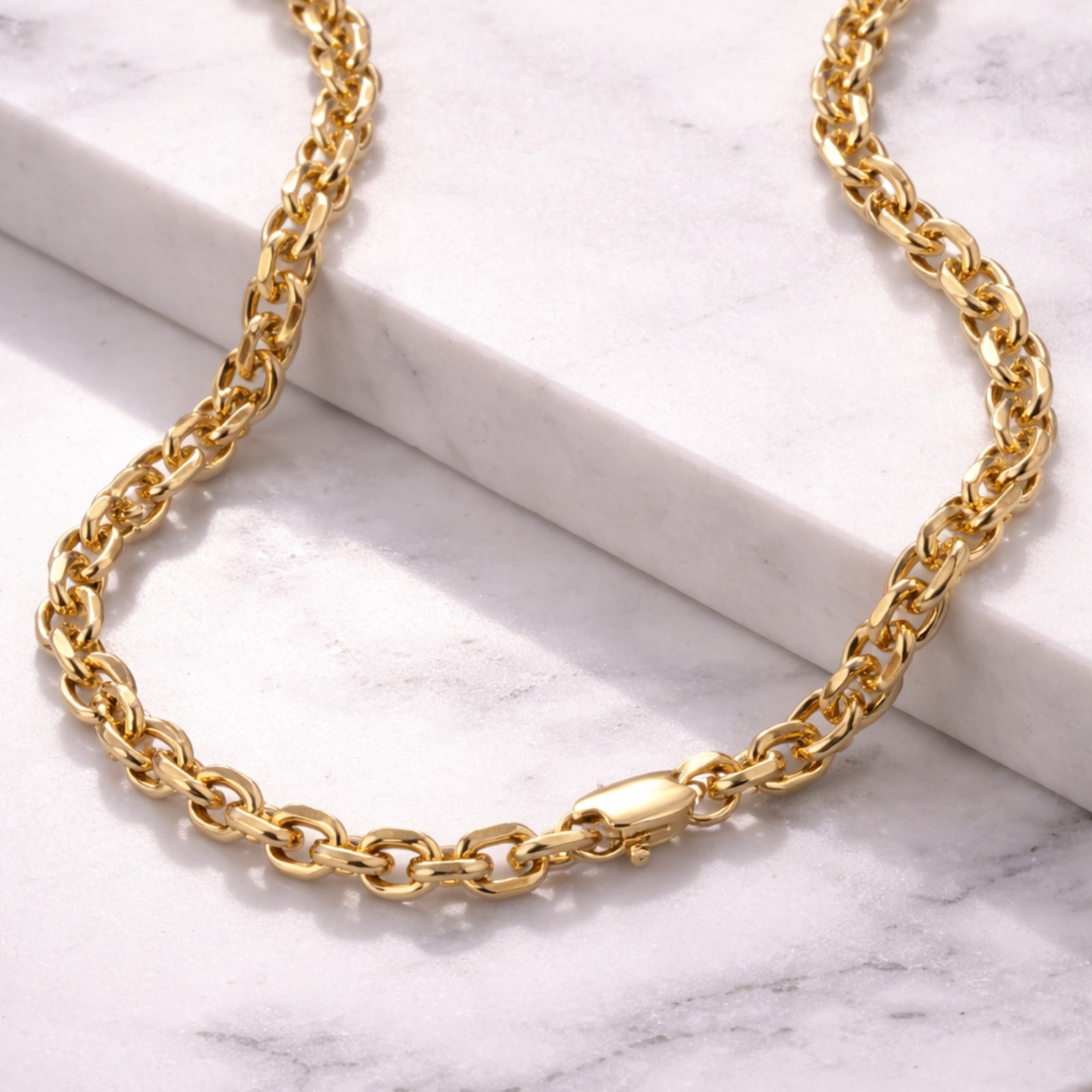 Real Italian 1/200 14K Yellow Gold Overlay Cable Cuban Link Chain Mens Womens