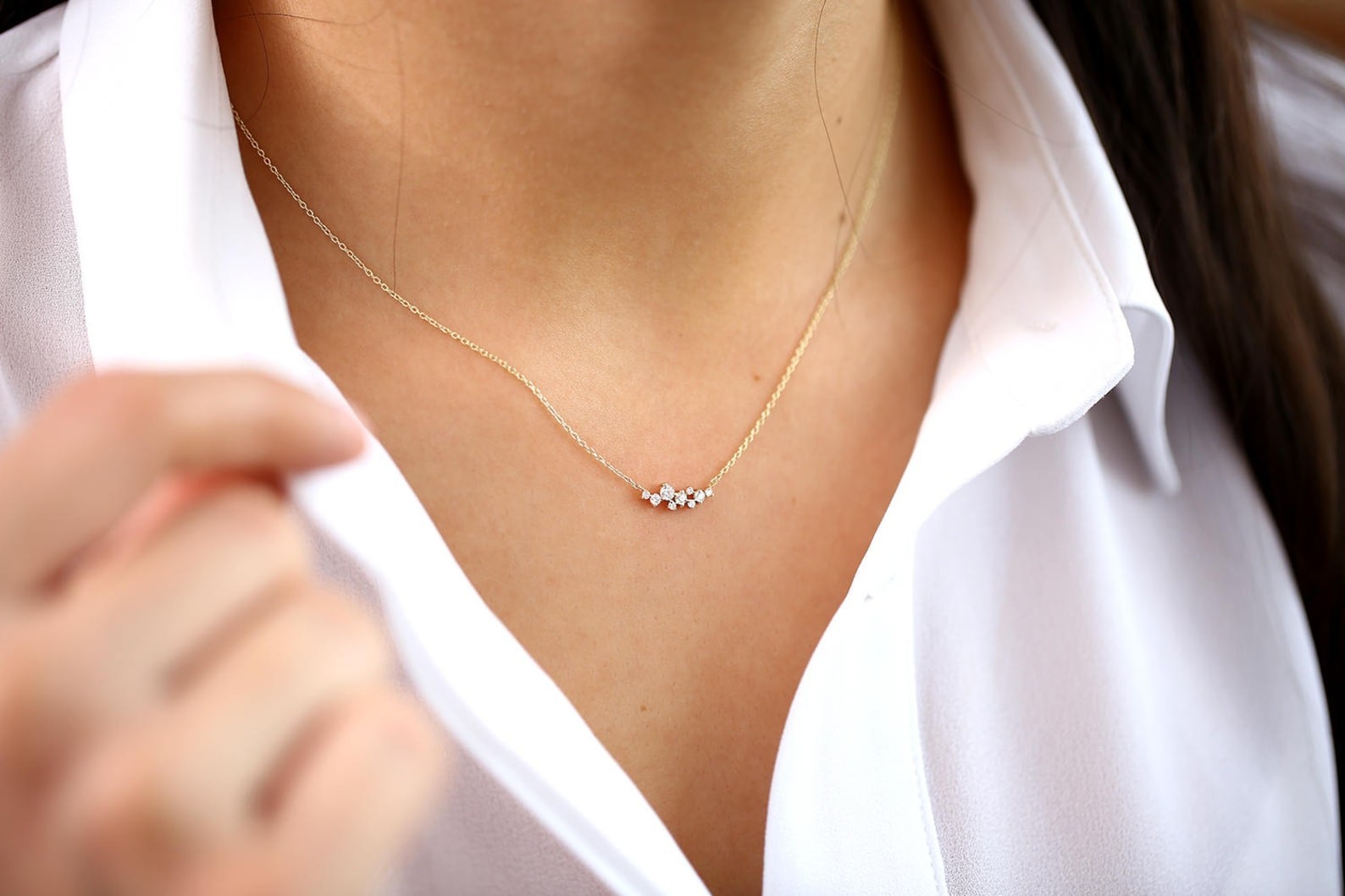 Best Seller!Necklace For Mother’s Day Gift Round Natural Diamond 14k Yellow Gold