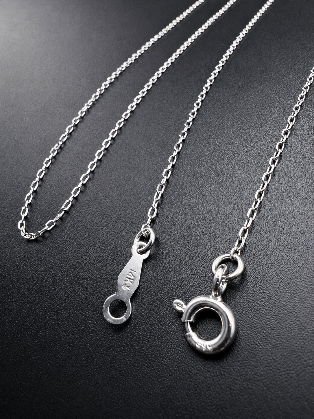 14K Solid White Gold Diamond Cut Cable 0.8mm Chain Necklace 16″ 18″
