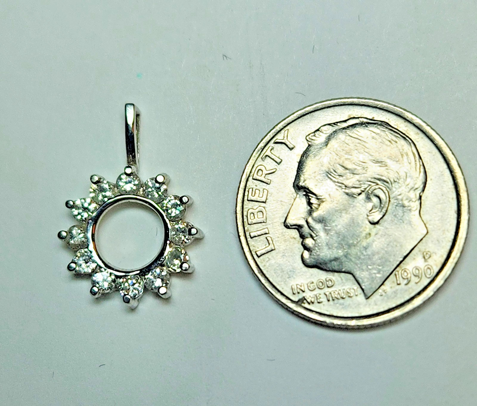 Diamond Circle Pendant In 14k Solid White Gold .25ctw
