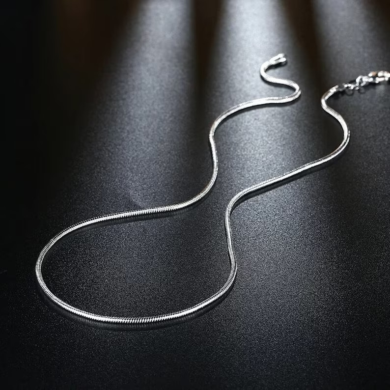 925 Sterling silver 1mm Snake Chain Lobster Lock Closure 16” long