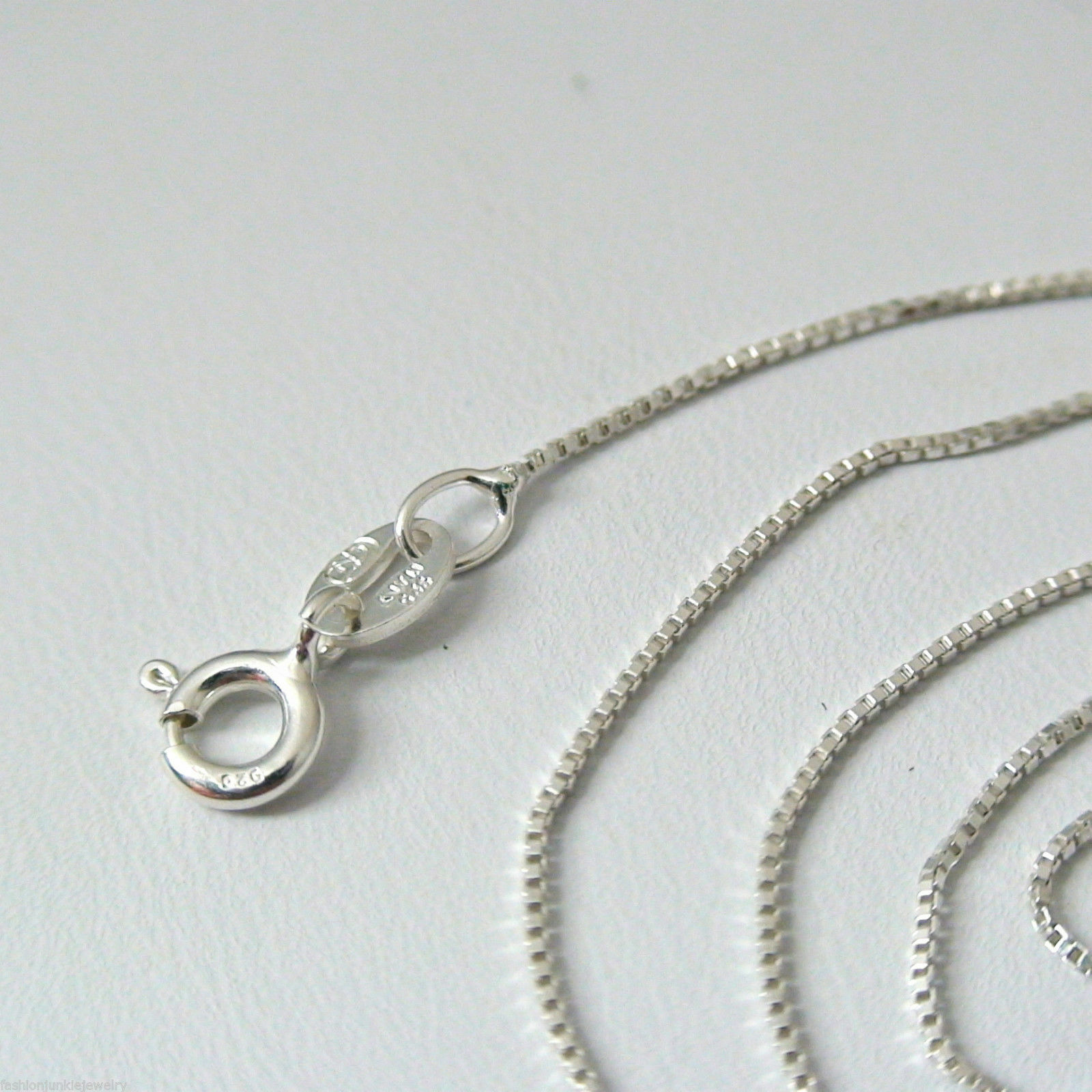 0.9mm Box Chain Necklace – 925 Sterling Silver – 16″ 18″ 20″ 22″ 24″ 30″ Italian