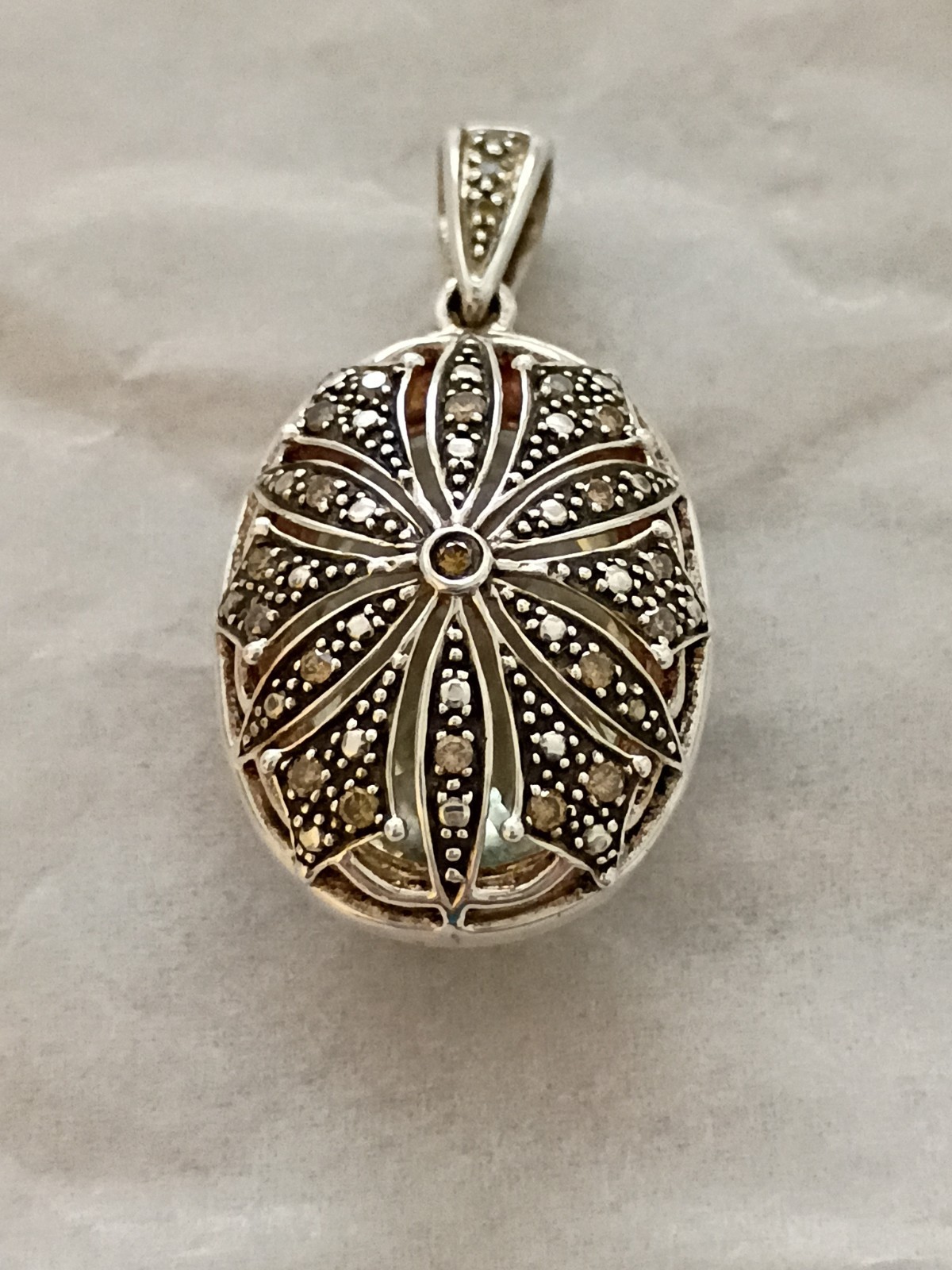 Reversible Prasiolite Diamond Sterling Silver 925 Pendant Michelle Albala