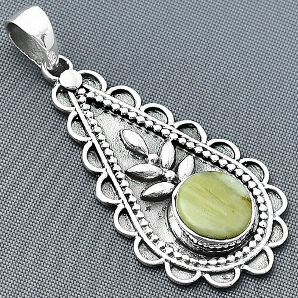 Natural Serpentine 925 Sterling Silver Pendant Jewelry P-1033