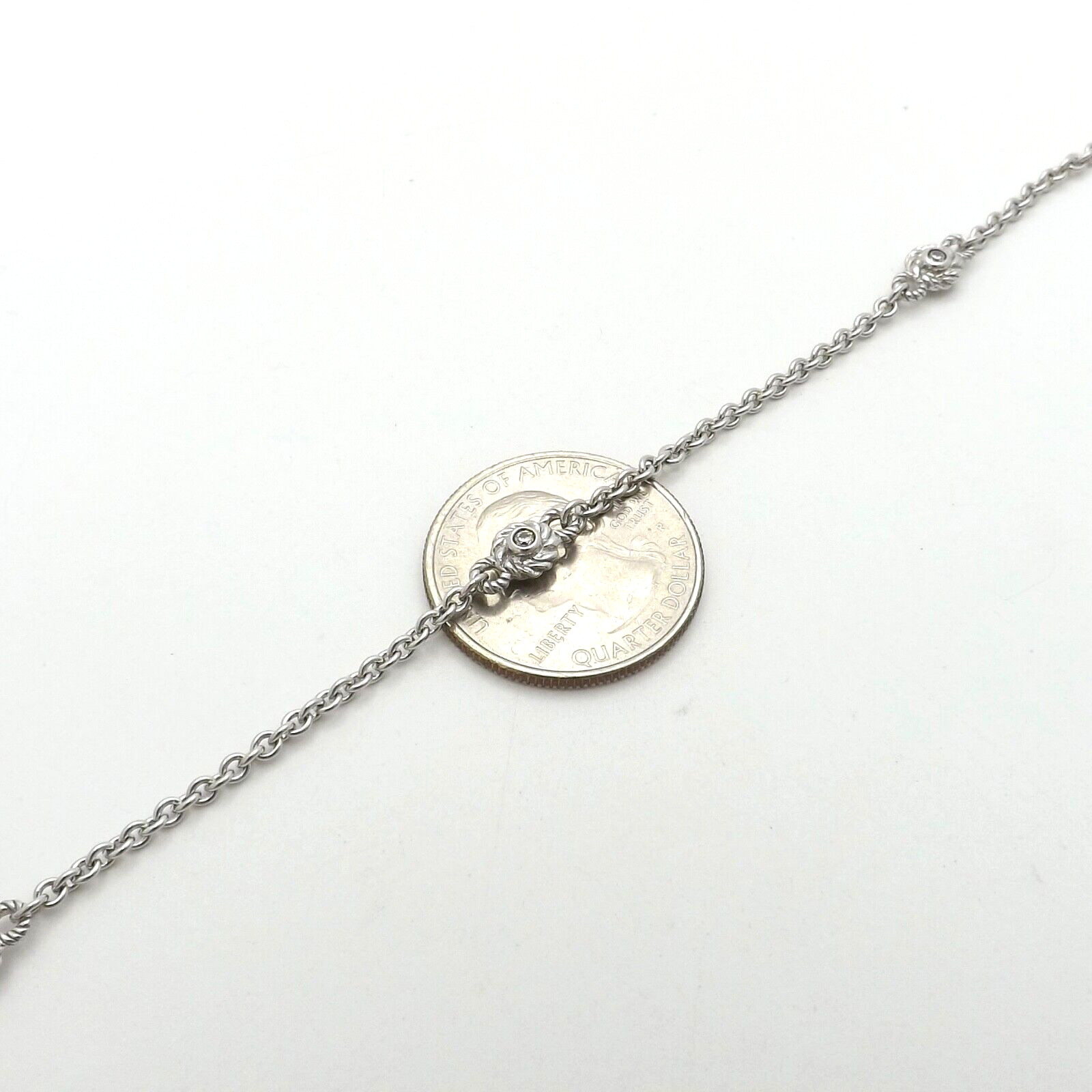 Judith Ripka Sterling Silver Floating Stones by the Yard Necklace 36in or 18 New