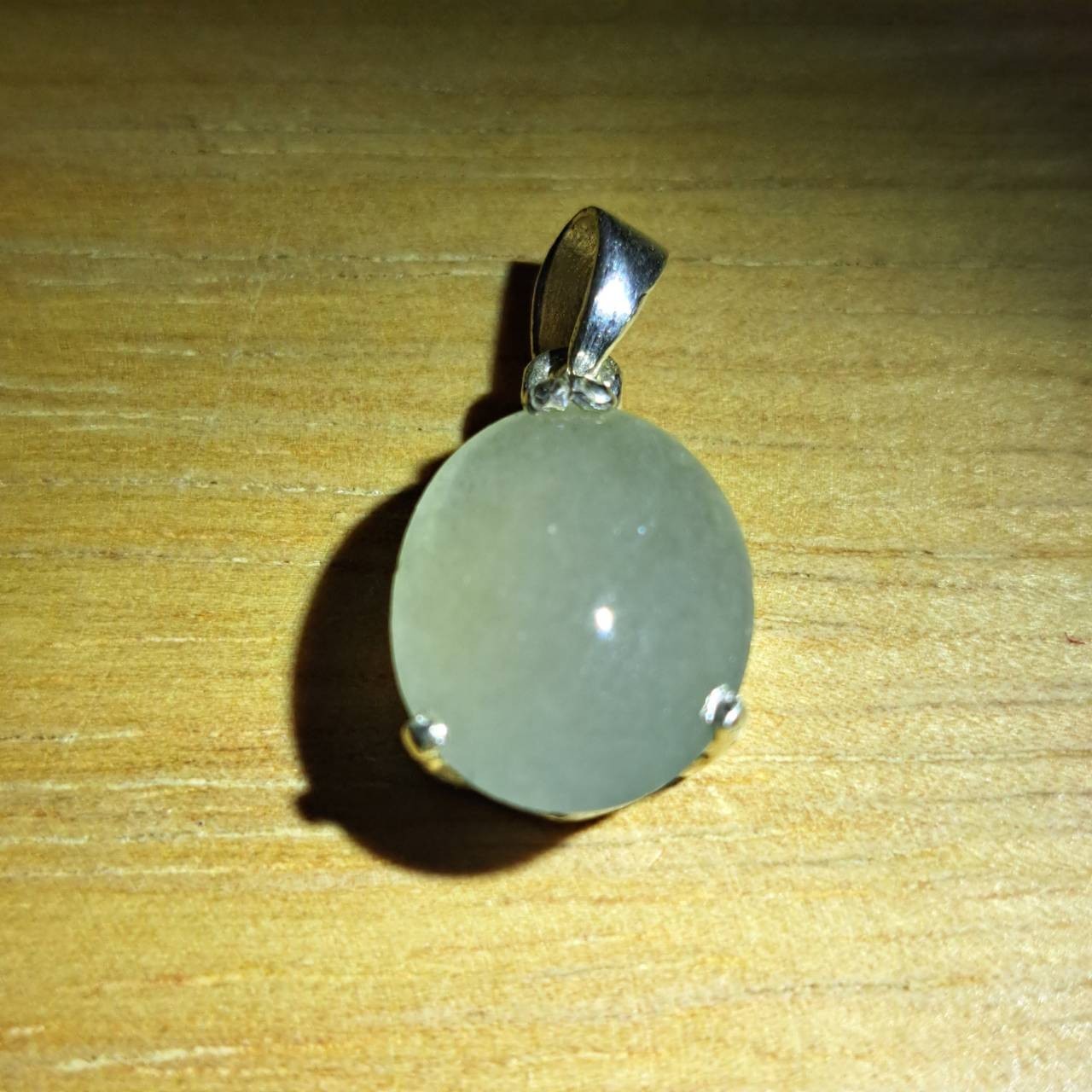 Jade Type A Pendant Burmese Natural Icy Jadeite Myanmar Silver 92.5 Handmade 004