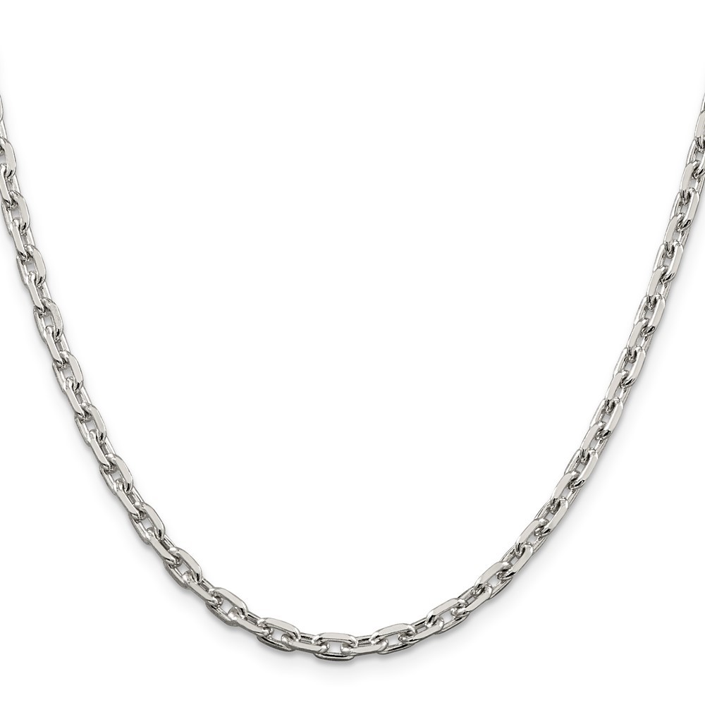 Sterling Silver 3.95mm Beveled Oval Cable Chain Necklace