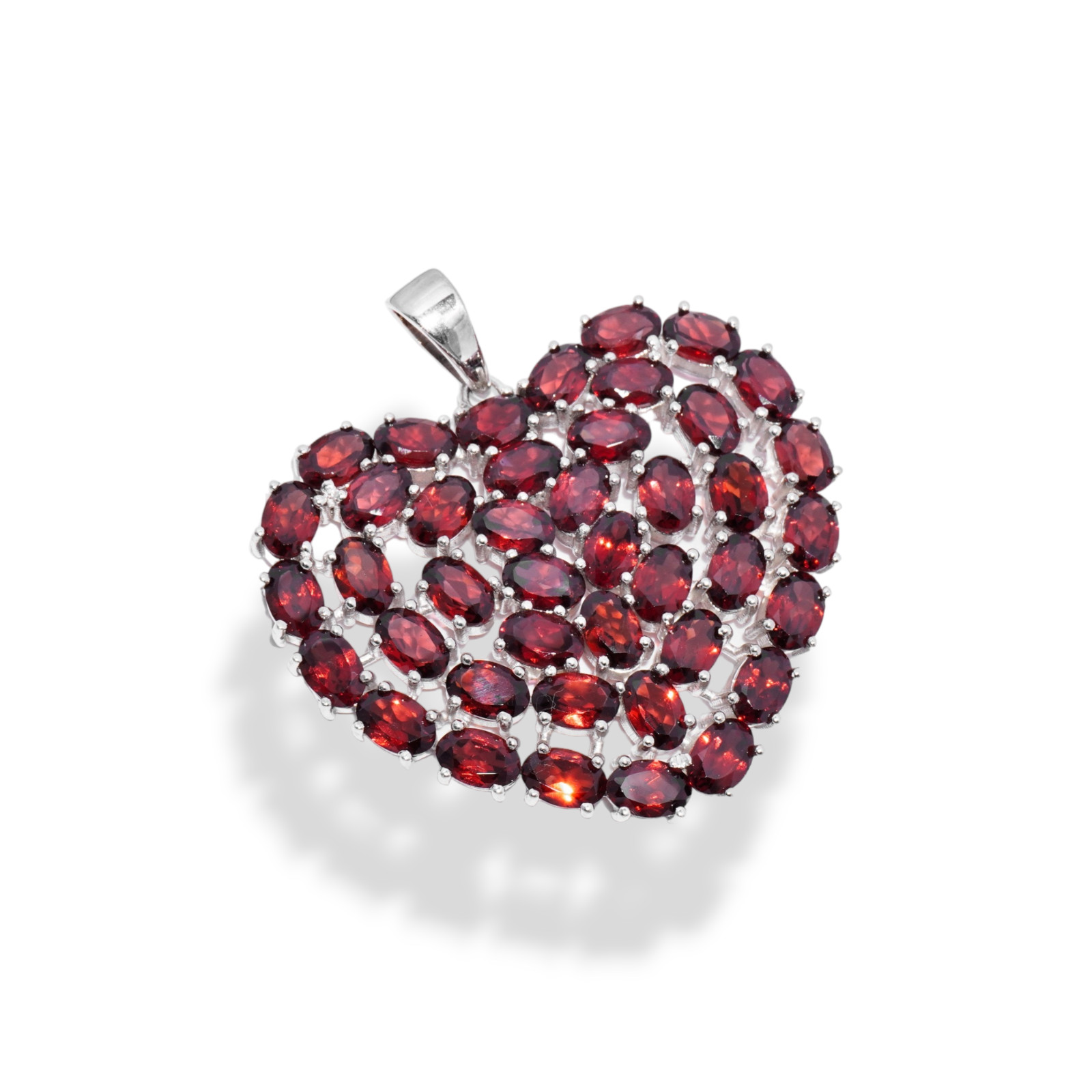 Red Garnet Gemstone Handmade 925 Sterling Silver Jewelry Heart Shape Pendant