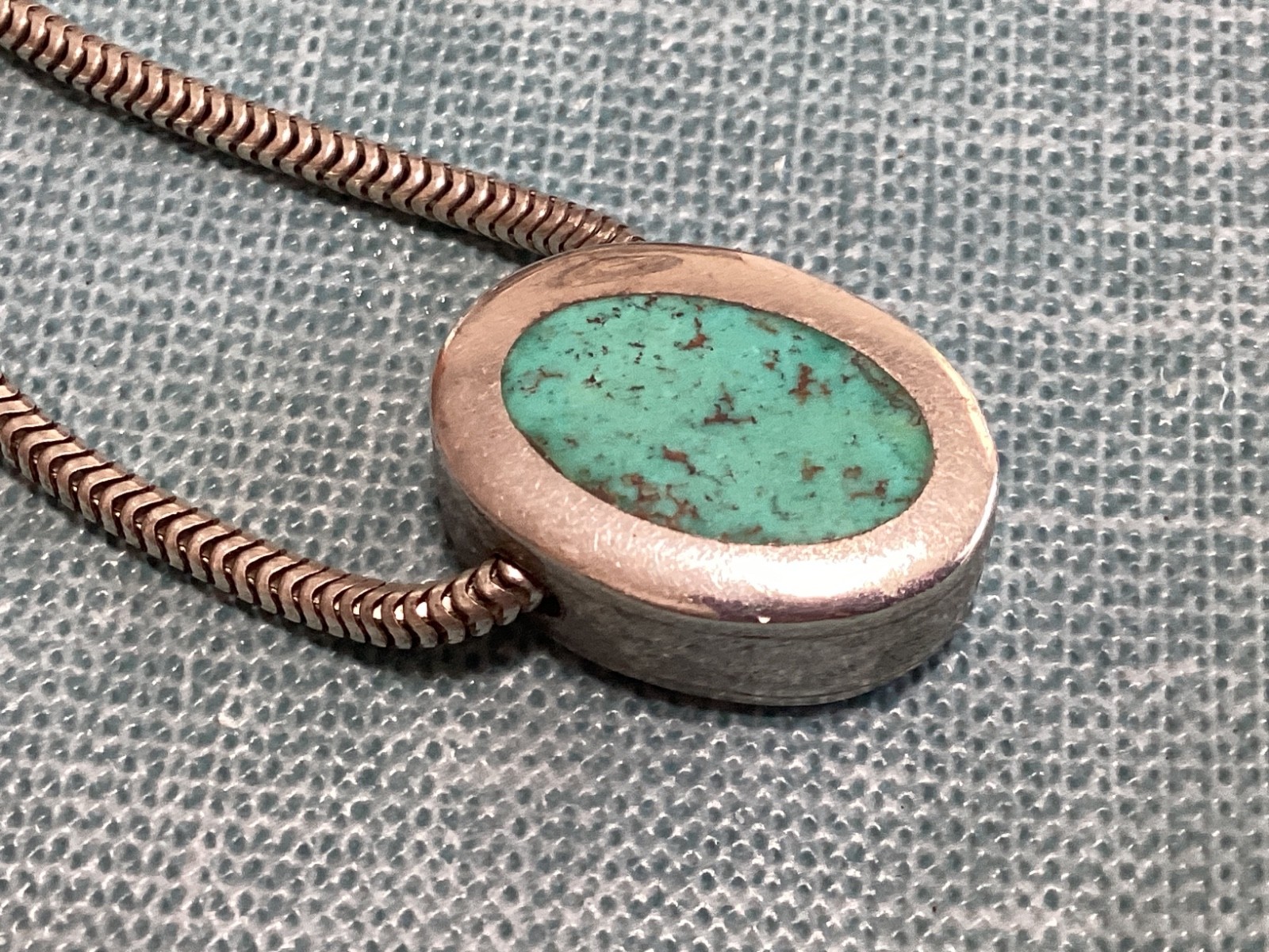 Christin Wolf Reversible Turquoise Pendant & 18″ Chain 19g