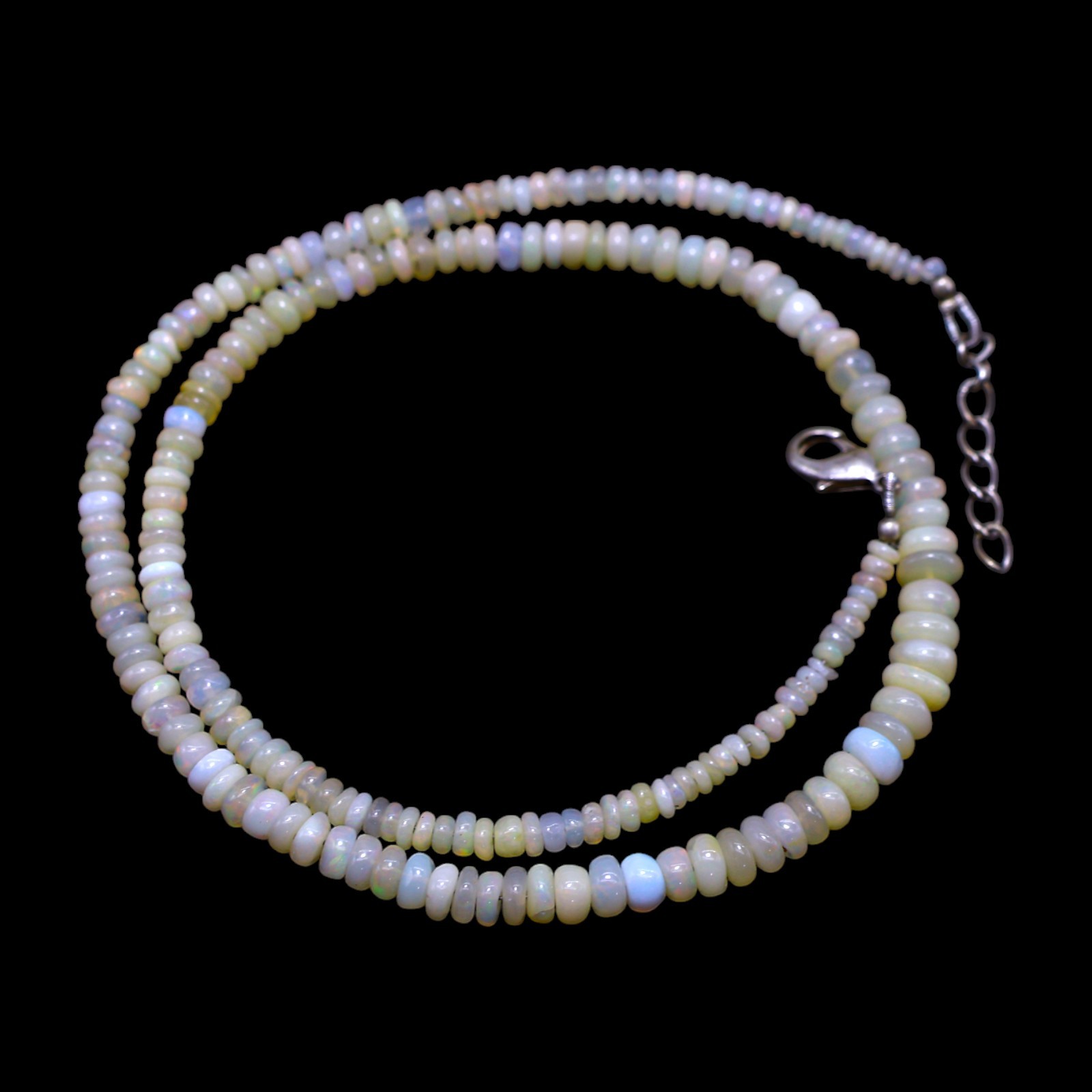 Smooth 2X6 MM Multi Color Fire Opal Beaded Not Applicable Rondelle Boho Necklace