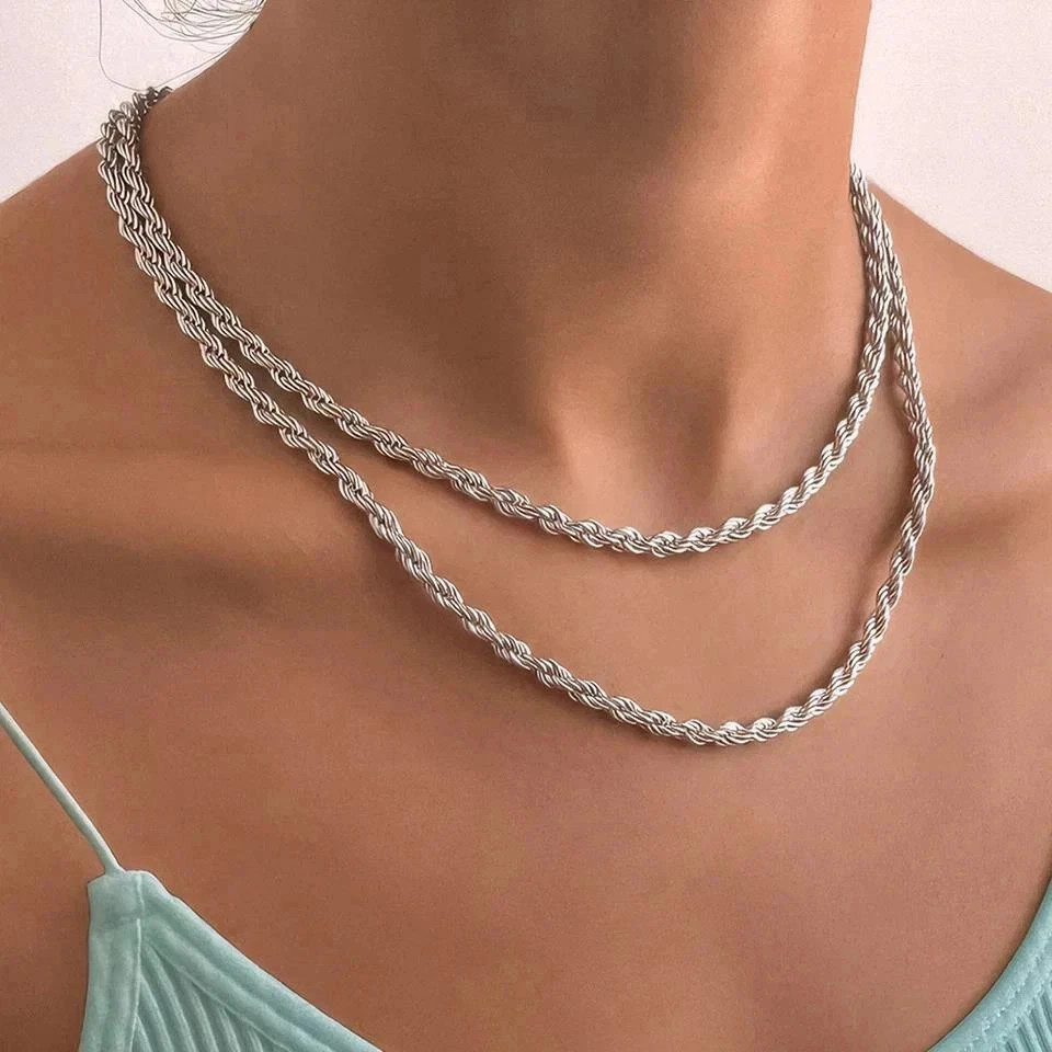4mm Diamond Cut Solid 925 Sterling Silver Italian Rope Chain Men’s Necklace