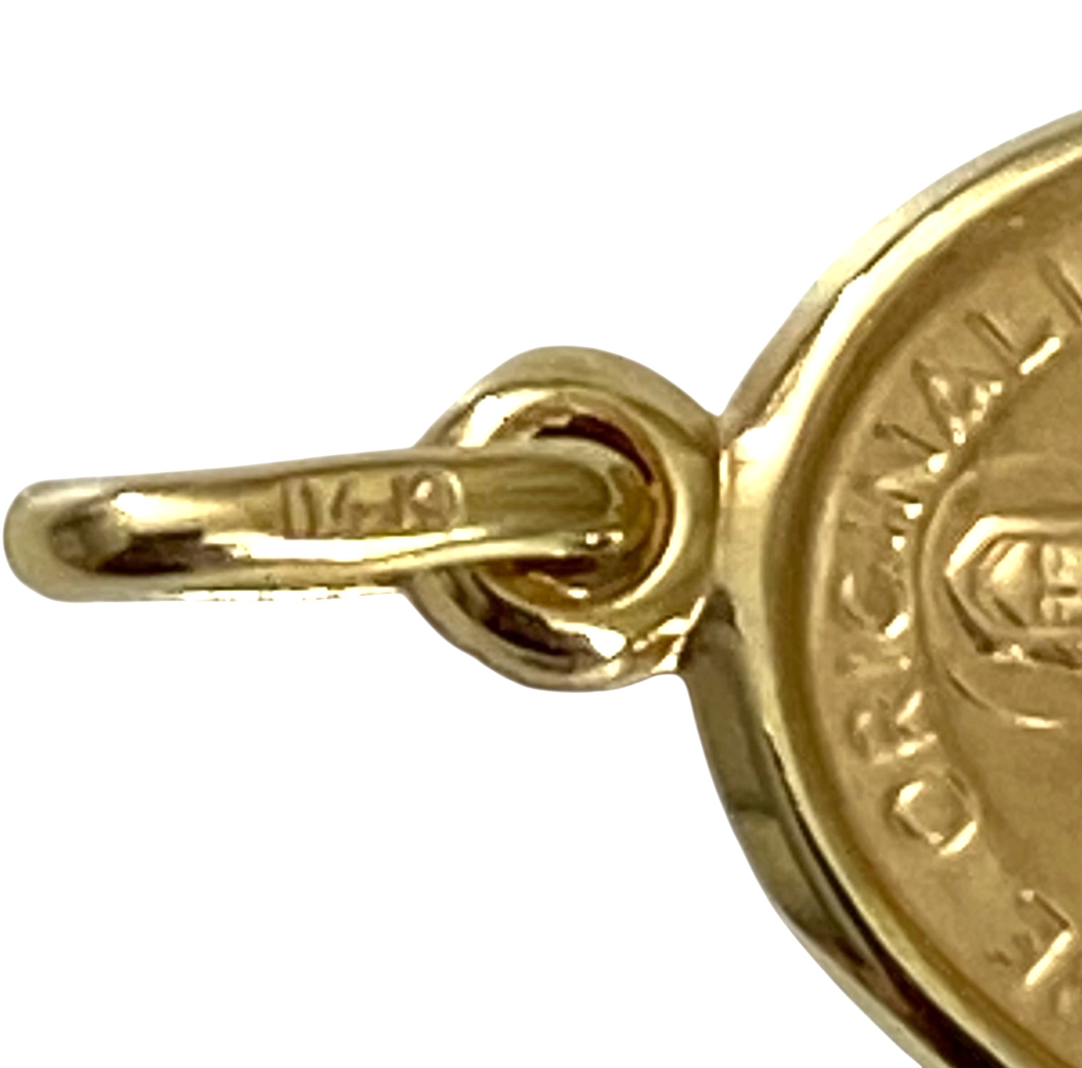 14K Gold 1.1 inches Virgin Miraculous Medal, 14k Real Gold Virgin Mary- PT2072