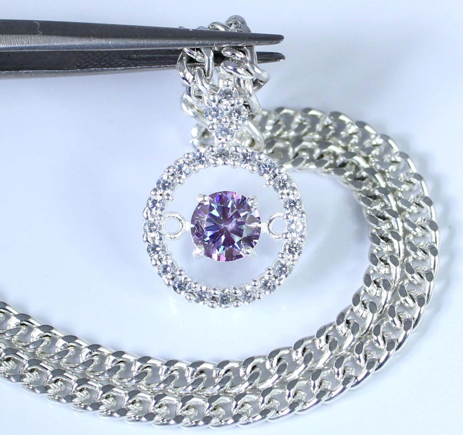 1.14 Ct Purple Round Brilliant Cut Diamond Solitaire Certified Birthday Pendant