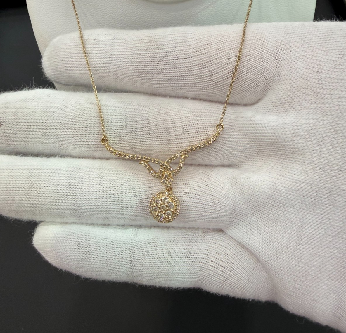 0.49ctw Diamond Round Pendant Necklace 10K Yellow Gold Womens Fine Jewelry