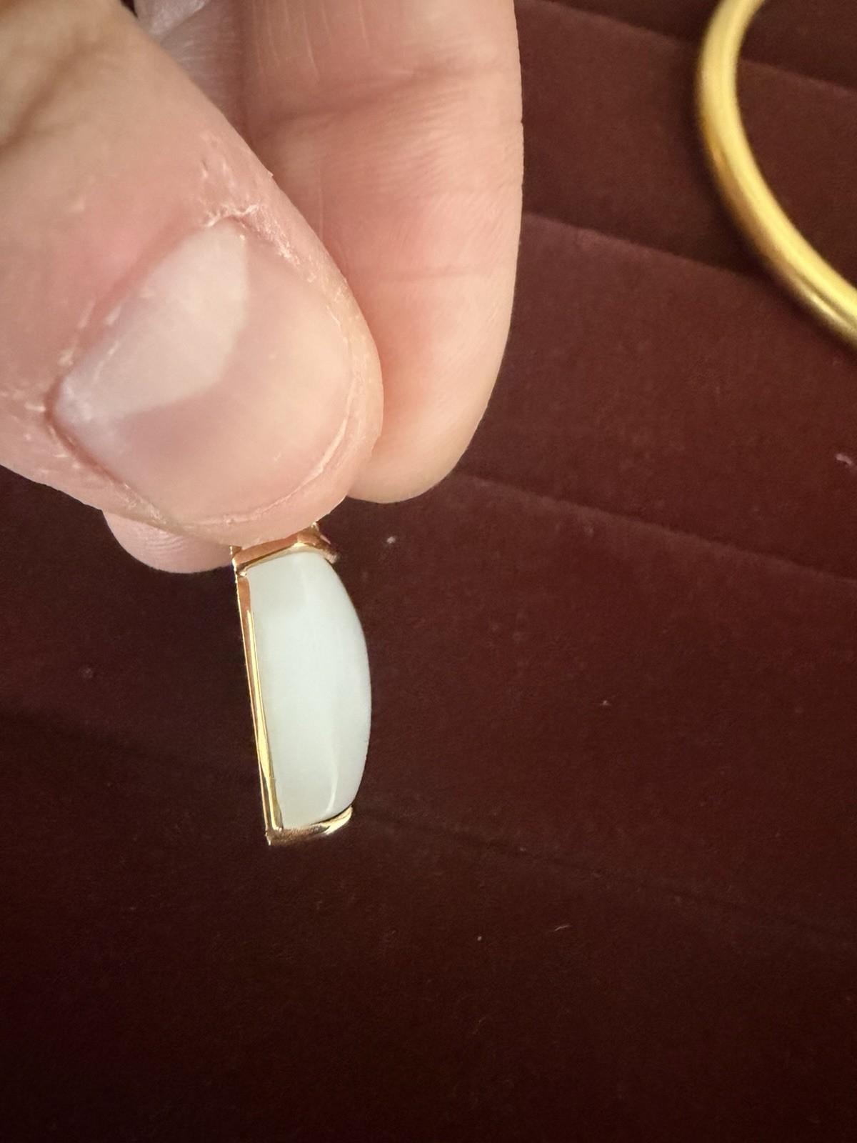 Natural Hetian Jade Pendant – 18K Gold (Au750) Diamond-Accented Setting