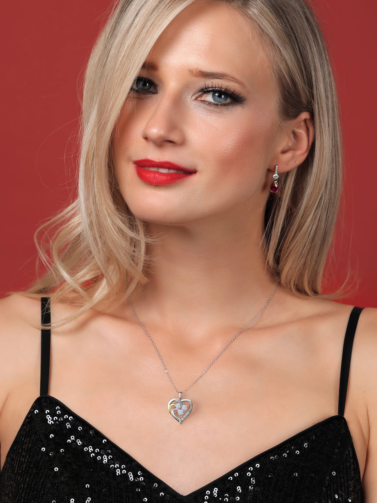 925 Sterling Silver and 10K Yellow Gold Pendant Near Colorless (GH) Moissanite
