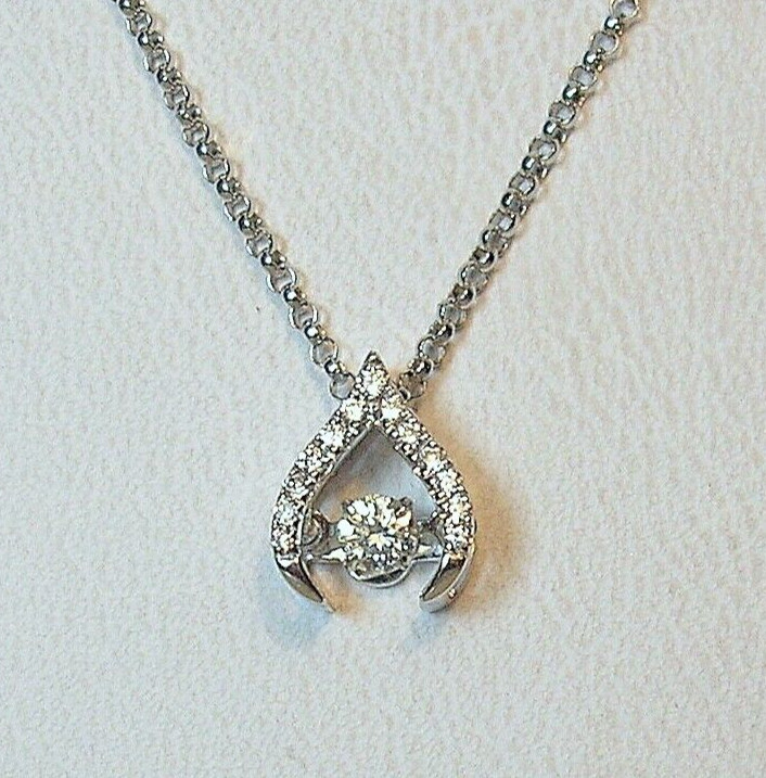 0.17 cttw Natural Diamond Motion Pendant + Chain 14K White Gold Was $1,295 Video