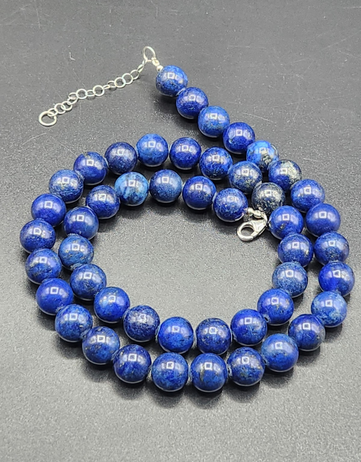 BBJ Blue Lapis Lazuli Round Bead Necklace