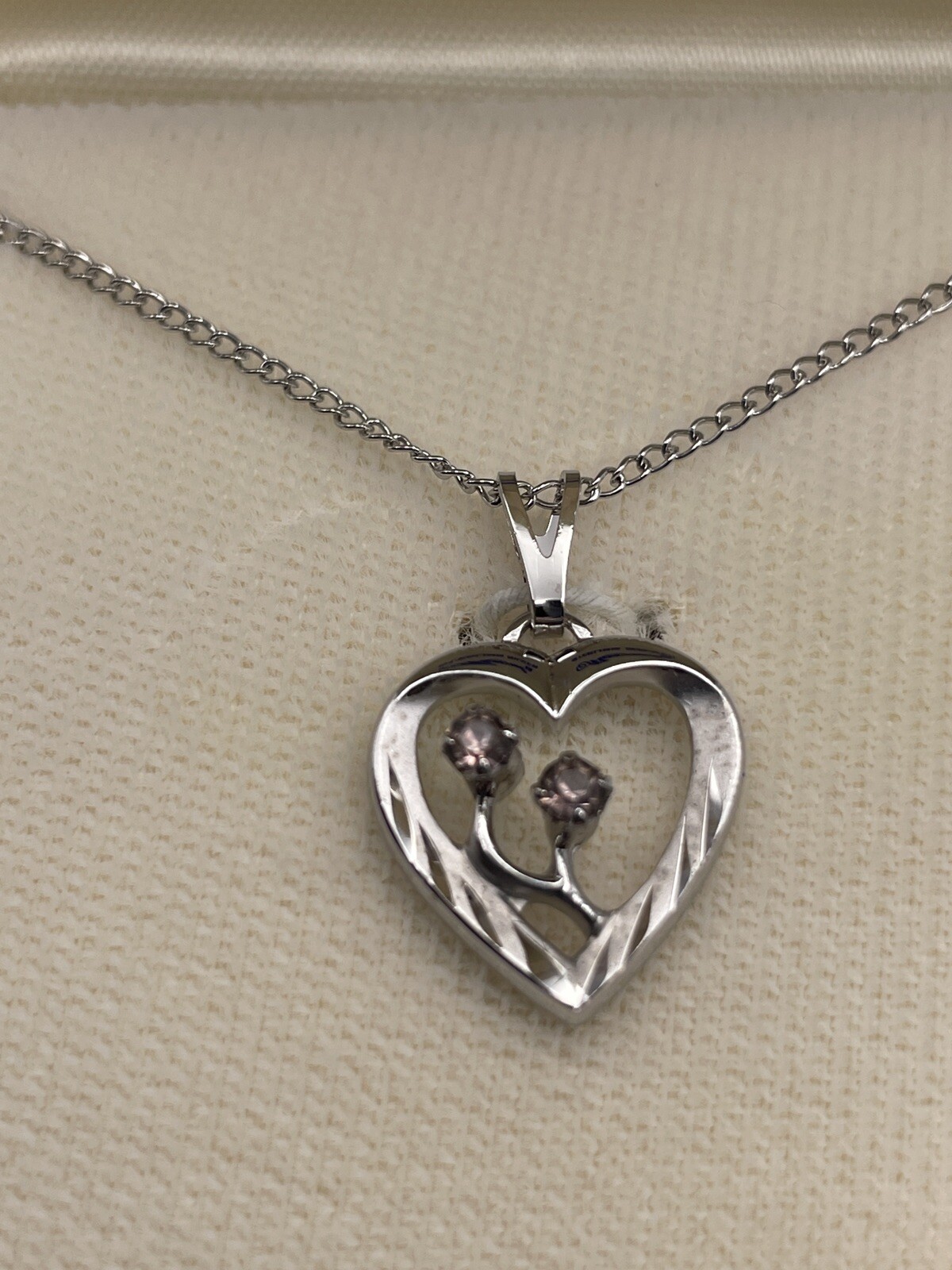 Vintage Marvel Sterling Birthstone Heart Pendant June Alexandrite New Old Stock