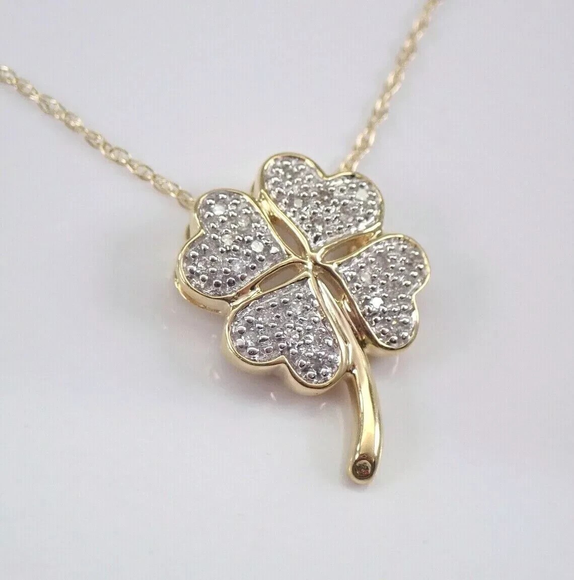 1 ct Lab Created Diamond 4 Leaf Clover Cluster Pendant 14K Yellow Gold Plated